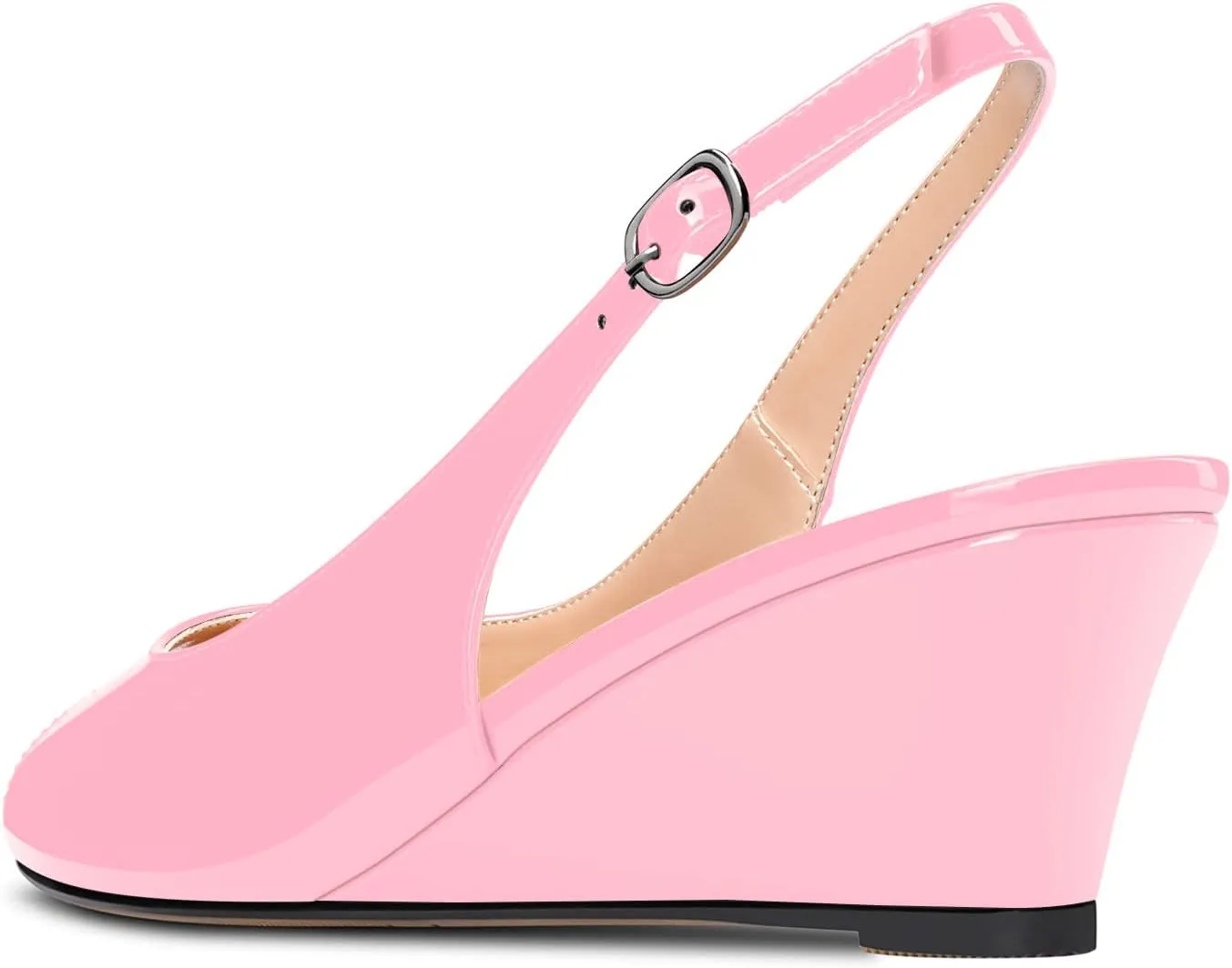 Aachcol Women Wedge Pumps Peep Open Toe Chunky Block Mid Heel Slingback Ankle Strap Sandals Dress Shoes Party 2 Inch
