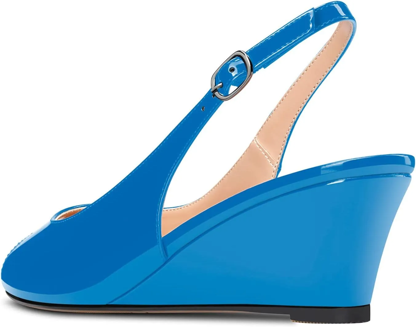 Aachcol Women Wedge Pumps Peep Open Toe Chunky Block Mid Heel Slingback Ankle Strap Sandals Dress Shoes Party 2 Inch