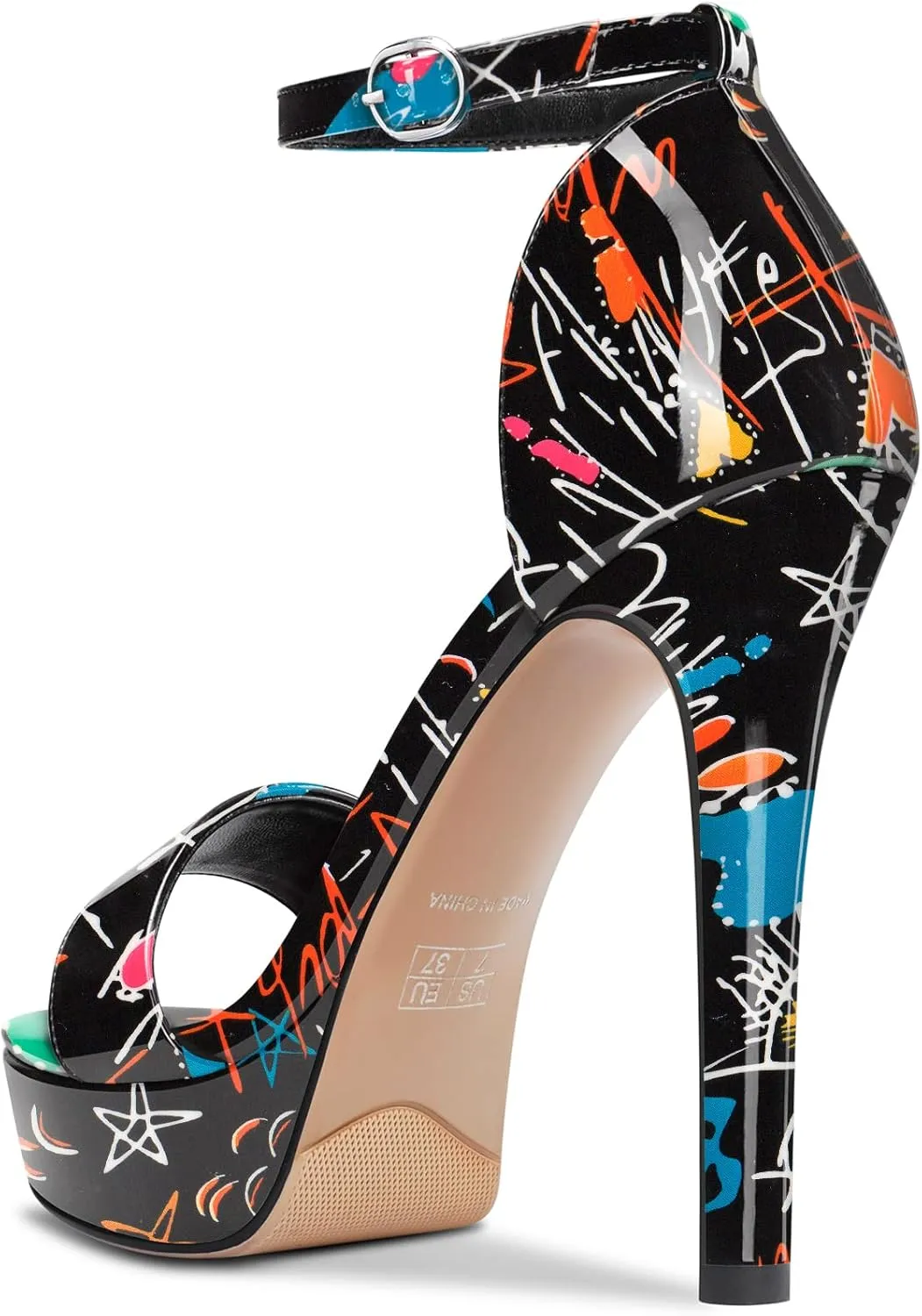 Aachcol Womens Platform Sandals Peep Open Toe Stiletto High Heels Ankle Strap Buckle Sexy Dress Shoes 5.1 Inches Heels