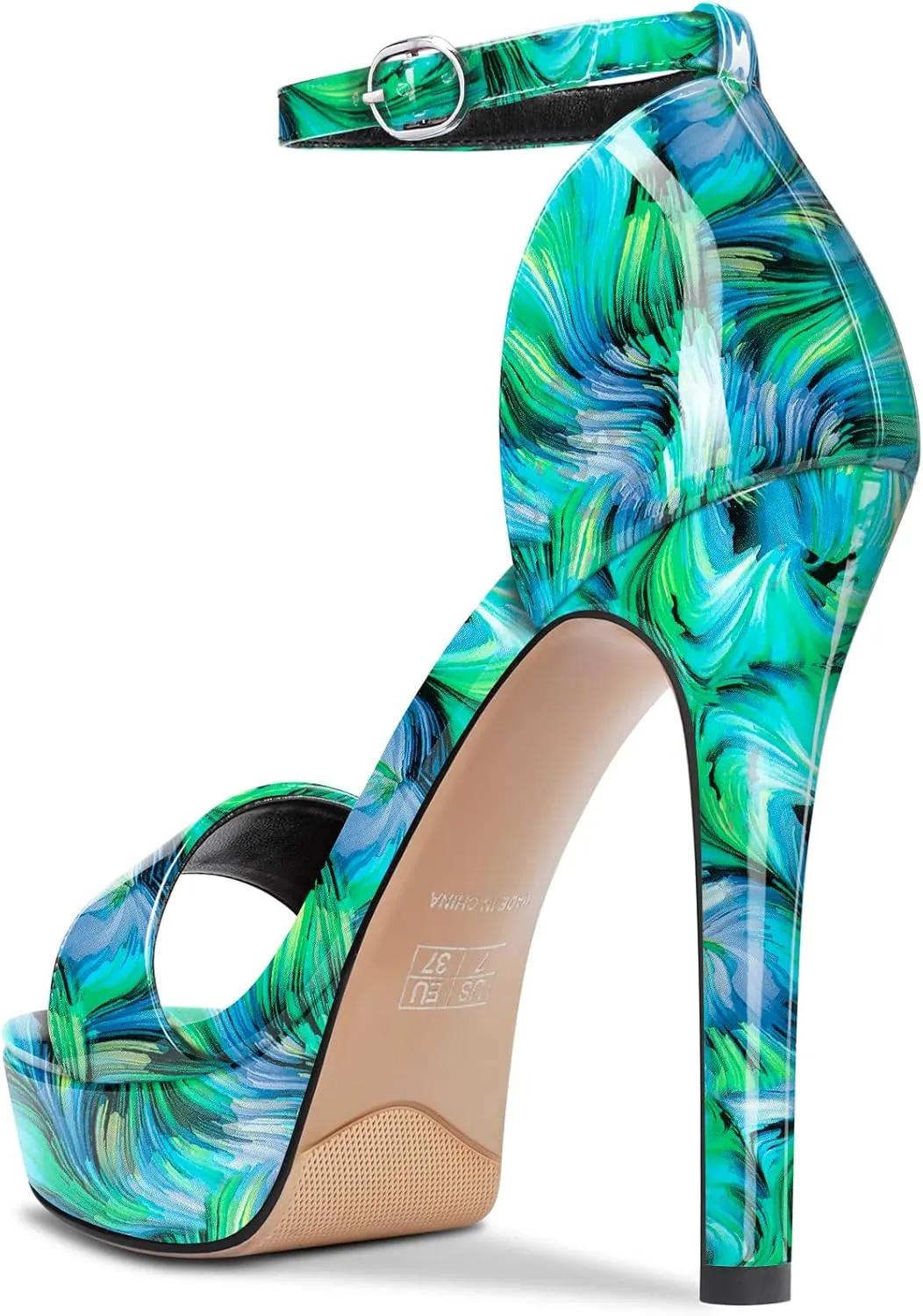 Aachcol Womens Platform Sandals Peep Open Toe Stiletto High Heels Ankle Strap Buckle Sexy Dress Shoes 5.1 Inches Heels