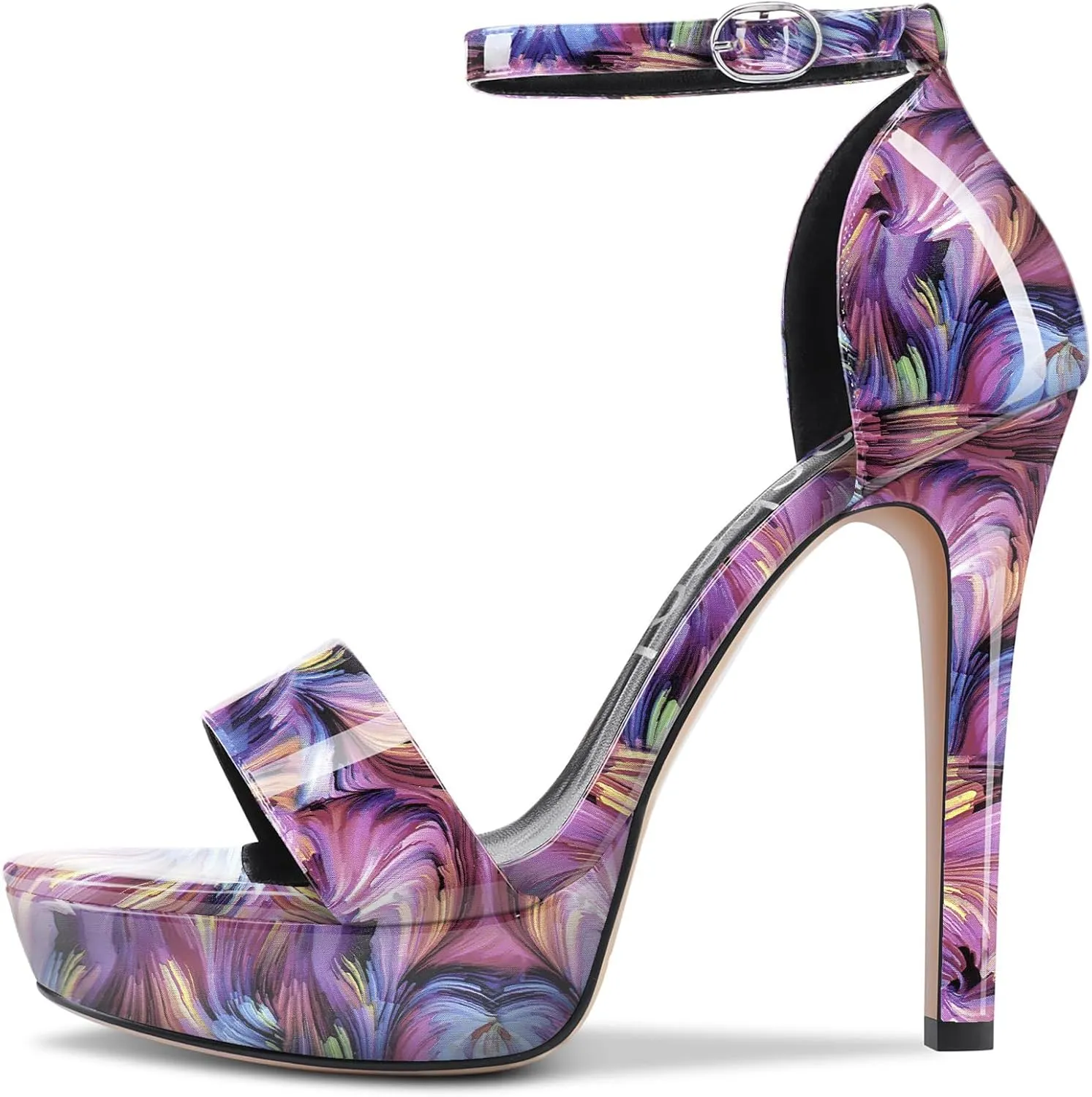 Aachcol Womens Platform Sandals Peep Open Toe Stiletto High Heels Ankle Strap Buckle Sexy Dress Shoes 5.1 Inches Heels