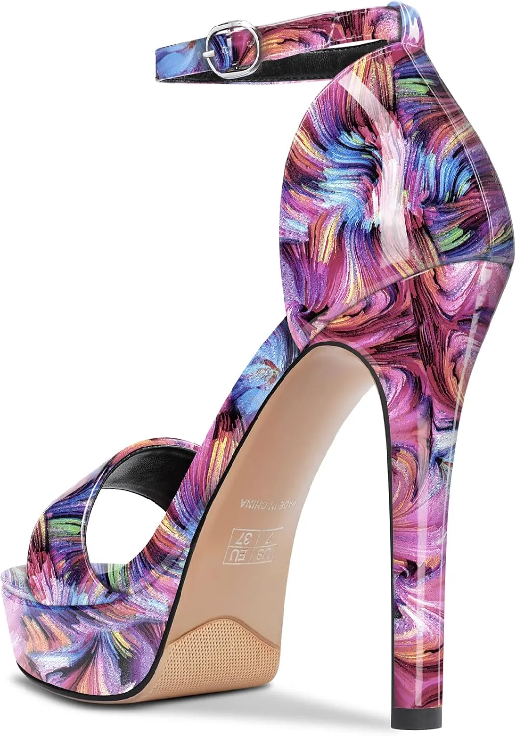 Aachcol Womens Platform Sandals Peep Open Toe Stiletto High Heels Ankle Strap Buckle Sexy Dress Shoes 5.1 Inches Heels