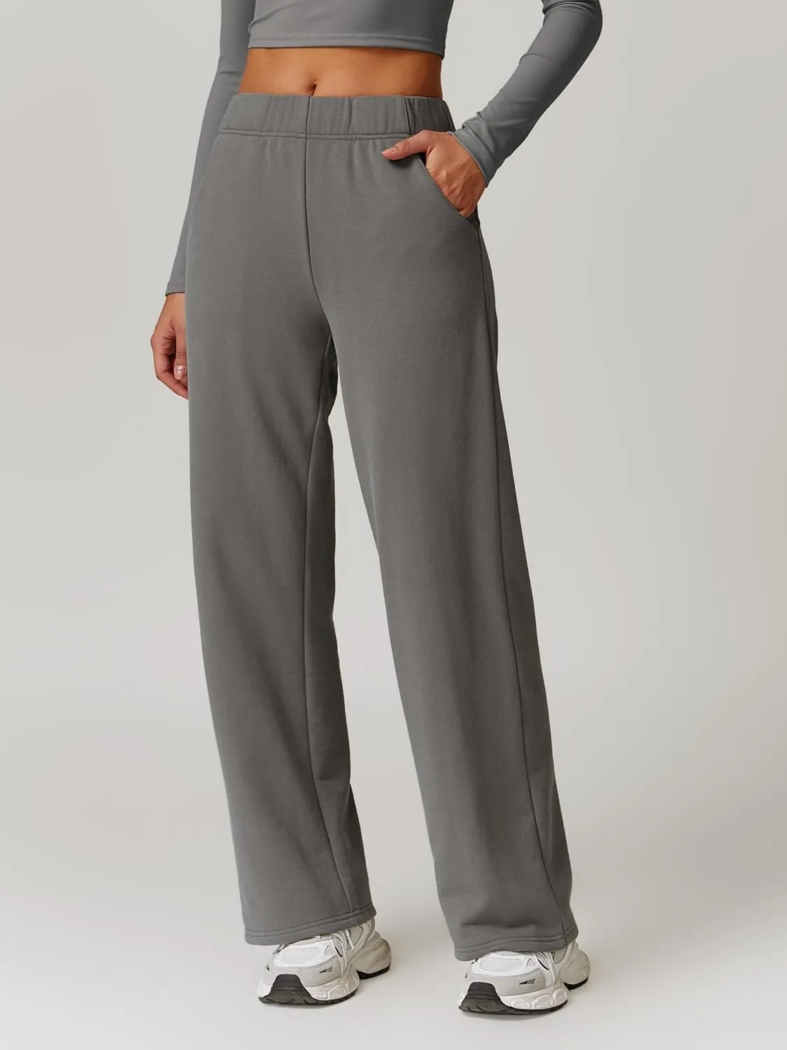 ABOCIW Womens Straight Leg Sweatpants Cotton High Waisted Baggy Athletic Joggers Lounge Pants with Pockets