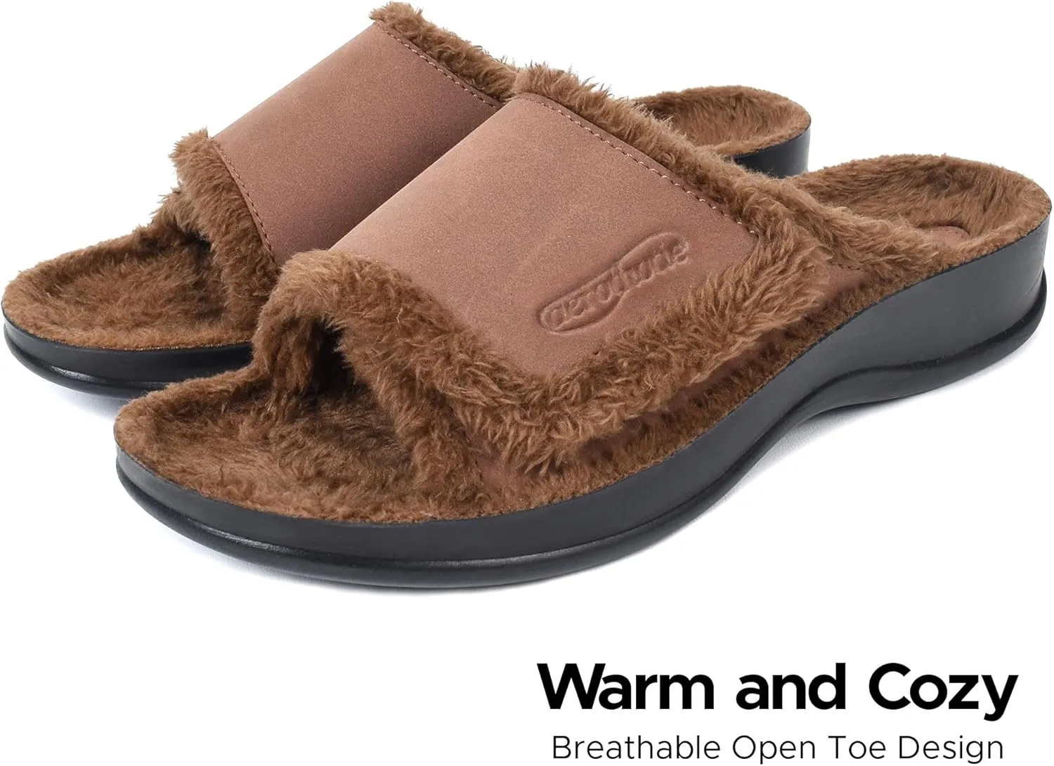 AEROTHOTIC Orthopedic Slippers for Women Indoor and Outdoor House Shoes Fuzzy Slippers With Arch Support for Plantar Fasciitis Relief Bedroom Slippers Women