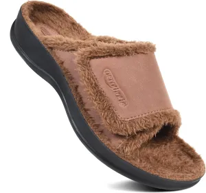 AEROTHOTIC Orthopedic Slippers for Women Indoor and Outdoor House Shoes Fuzzy Slippers With Arch Support for Plantar Fasciitis Relief Bedroom Slippers Women