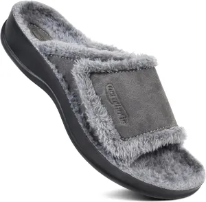 AEROTHOTIC Orthopedic Slippers for Women Indoor and Outdoor House Shoes Fuzzy Slippers With Arch Support for Plantar Fasciitis Relief Bedroom Slippers Women