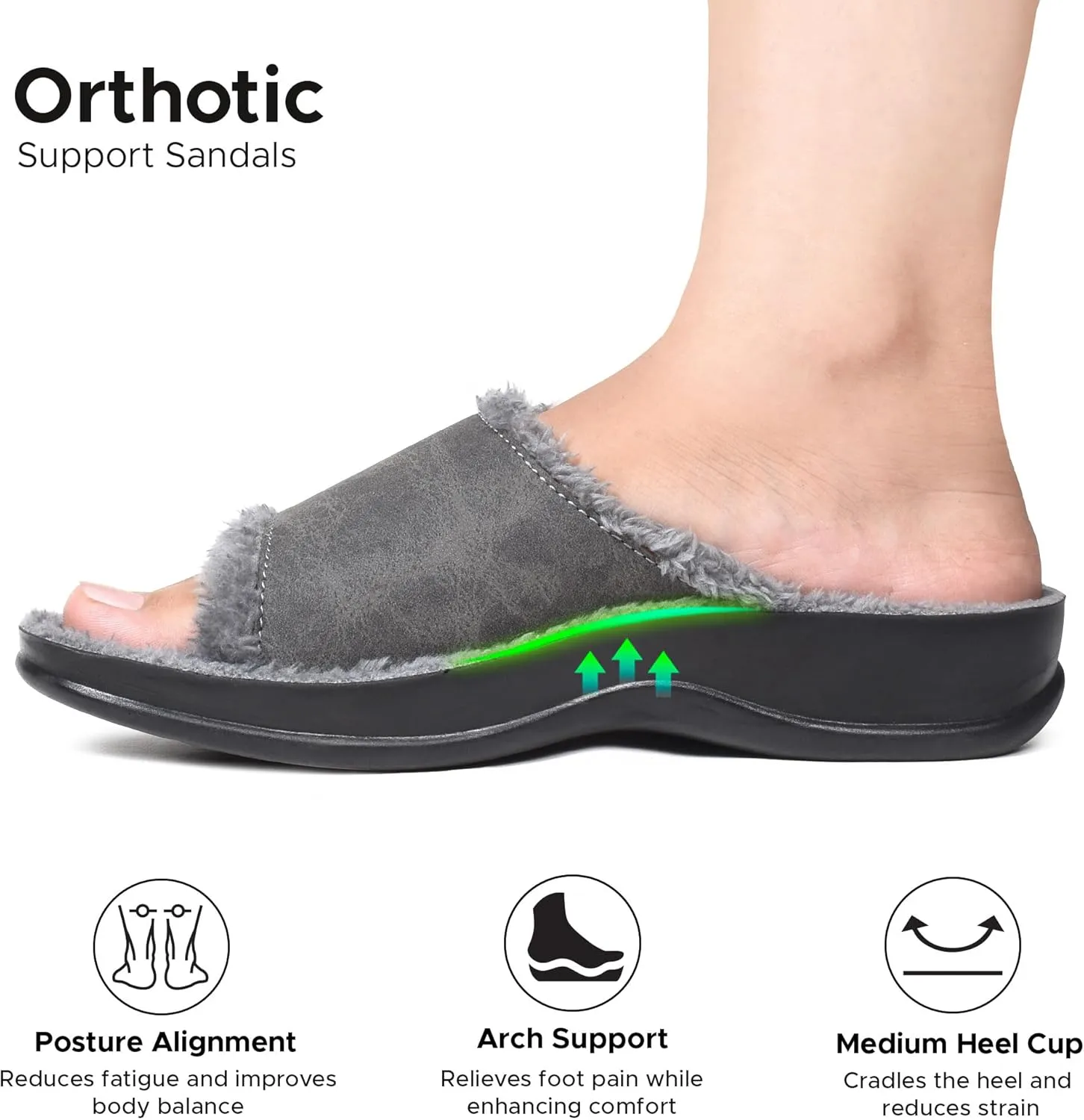 AEROTHOTIC Orthopedic Slippers for Women Indoor and Outdoor House Shoes Fuzzy Slippers With Arch Support for Plantar Fasciitis Relief Bedroom Slippers Women