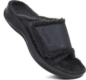 AEROTHOTIC Orthopedic Slippers for Women Indoor and Outdoor House Shoes Fuzzy Slippers With Arch Support for Plantar Fasciitis Relief Bedroom Slippers Women