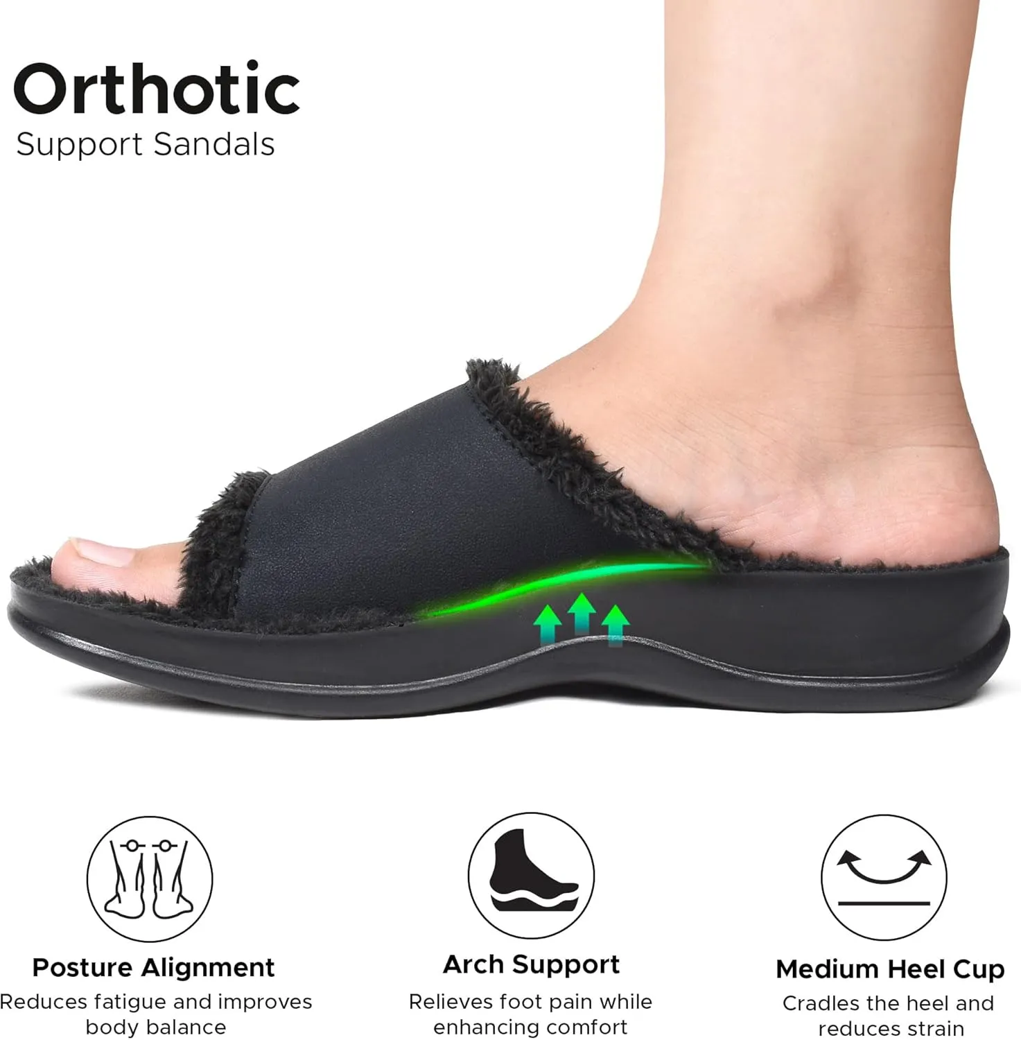 AEROTHOTIC Orthopedic Slippers for Women Indoor and Outdoor House Shoes Fuzzy Slippers With Arch Support for Plantar Fasciitis Relief Bedroom Slippers Women