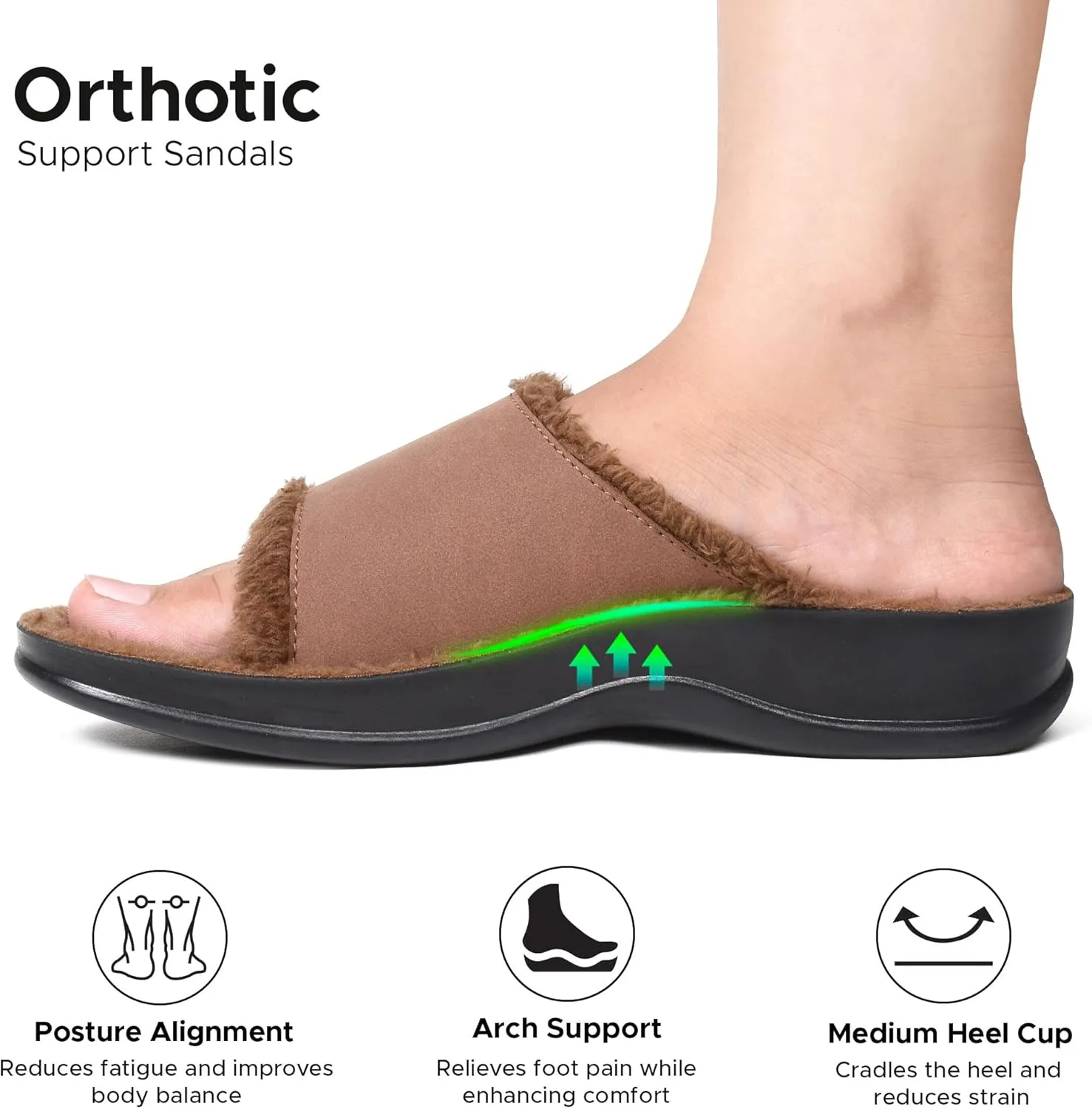 AEROTHOTIC Orthopedic Slippers for Women Indoor and Outdoor House Shoes Fuzzy Slippers With Arch Support for Plantar Fasciitis Relief Bedroom Slippers Women