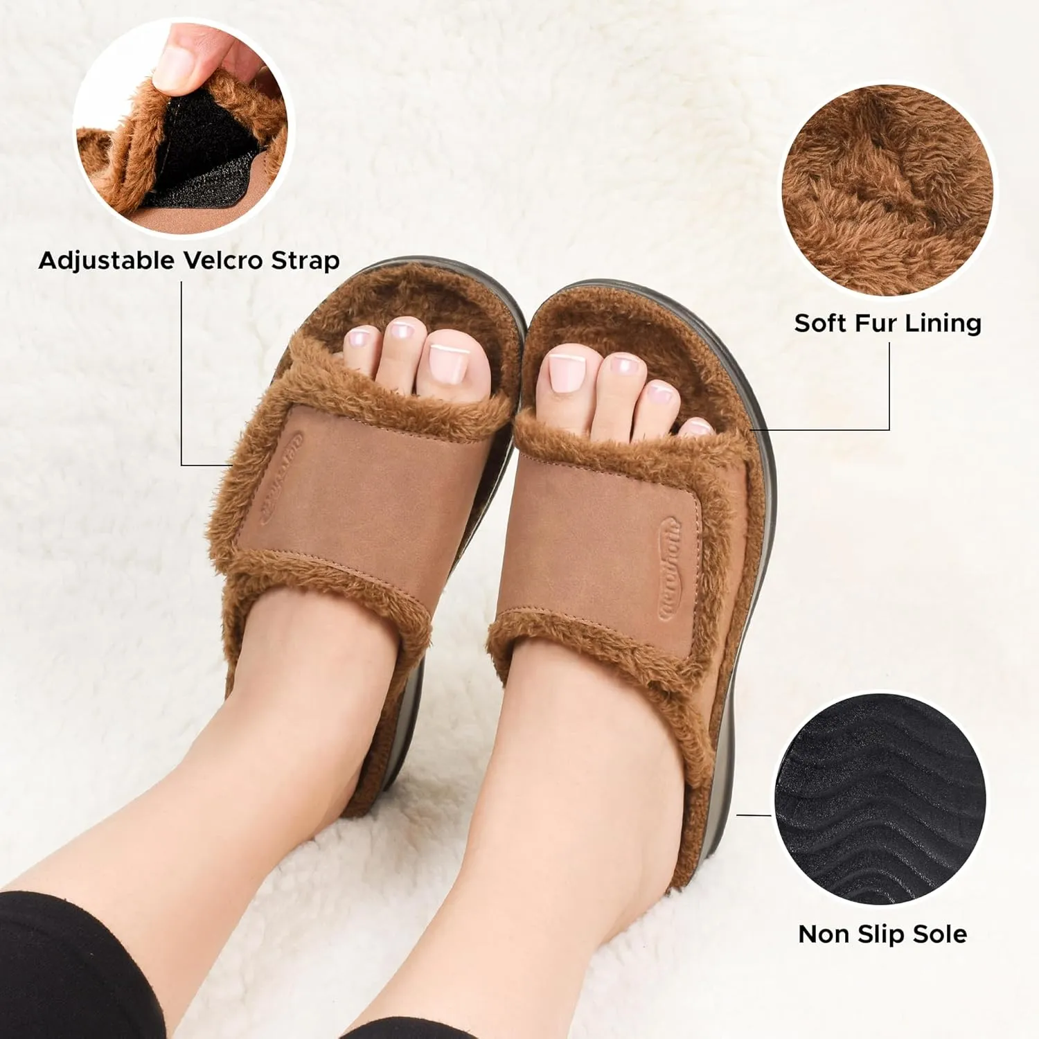 AEROTHOTIC Orthopedic Slippers for Women Indoor and Outdoor House Shoes Fuzzy Slippers With Arch Support for Plantar Fasciitis Relief Bedroom Slippers Women