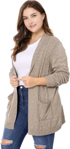 Agnes Orinda Women's Plus Size Classic Cardigan Sweaters Long Sleeve with Pockets Lightweight Cardigans