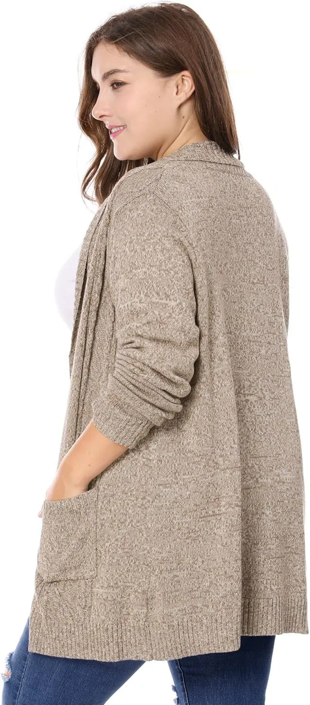 Agnes Orinda Women's Plus Size Classic Cardigan Sweaters Long Sleeve with Pockets Lightweight Cardigans