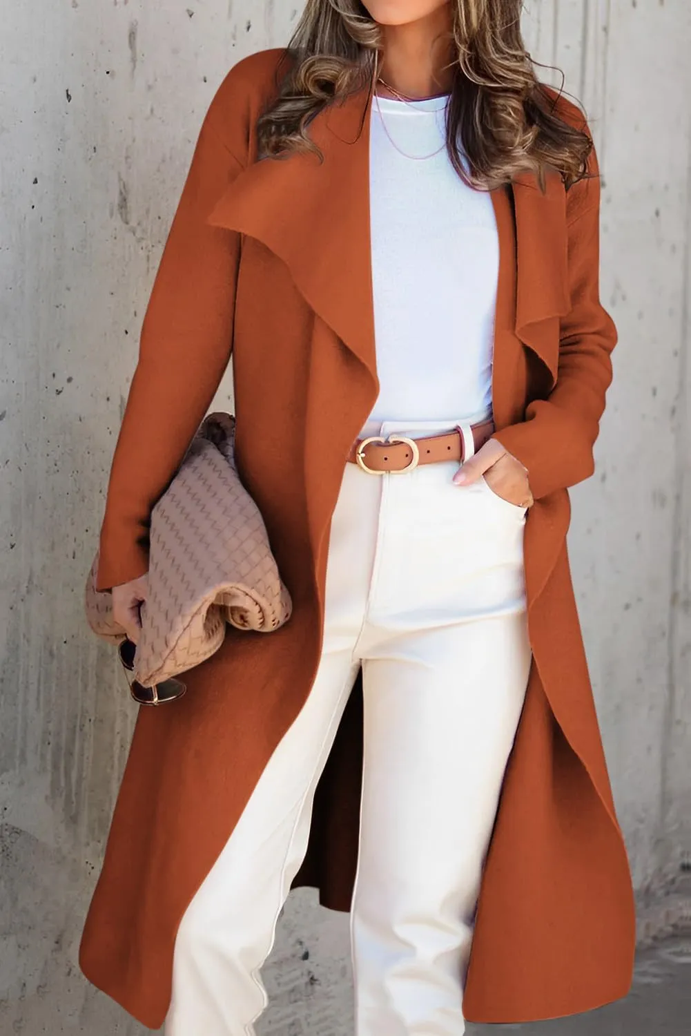 Angerella Women's Casual Long Sleeve Draped Open Front Knit Long Cardigan Sweater Outwear Coats with Pocket