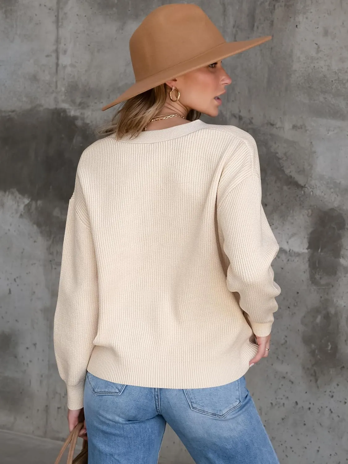 ANRABESS Women Cardigan Sweaters 2024 Fall Oversized Button Open Front Knit Lightweight Cardigans Fall Outfits Outerwear