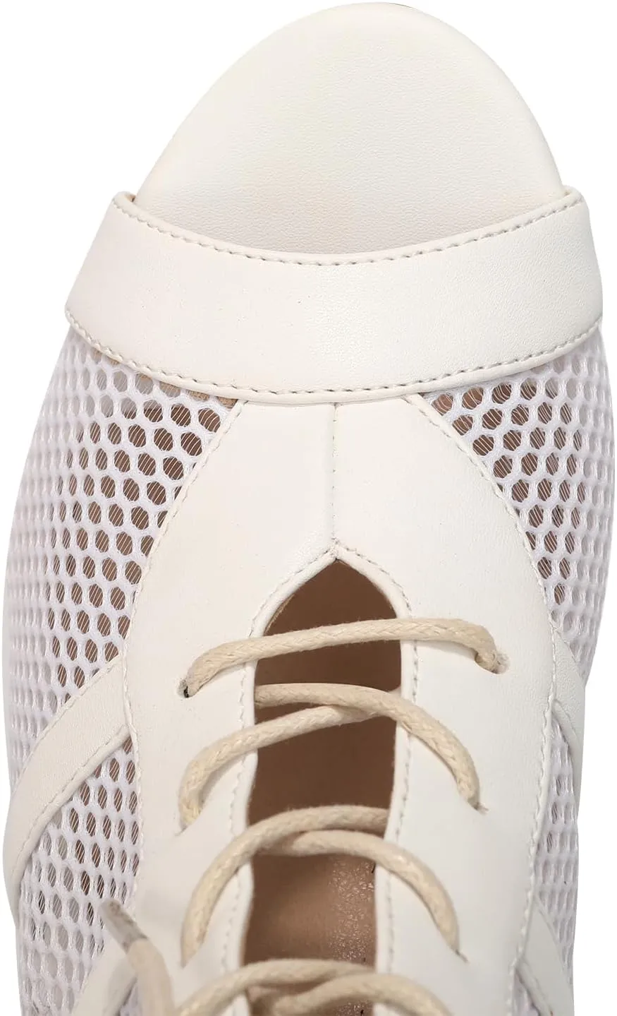 AOQUNFS Latin Salsa Dance Shoes Lace-up Open Toe Ballroom Dance Heel Boots Women