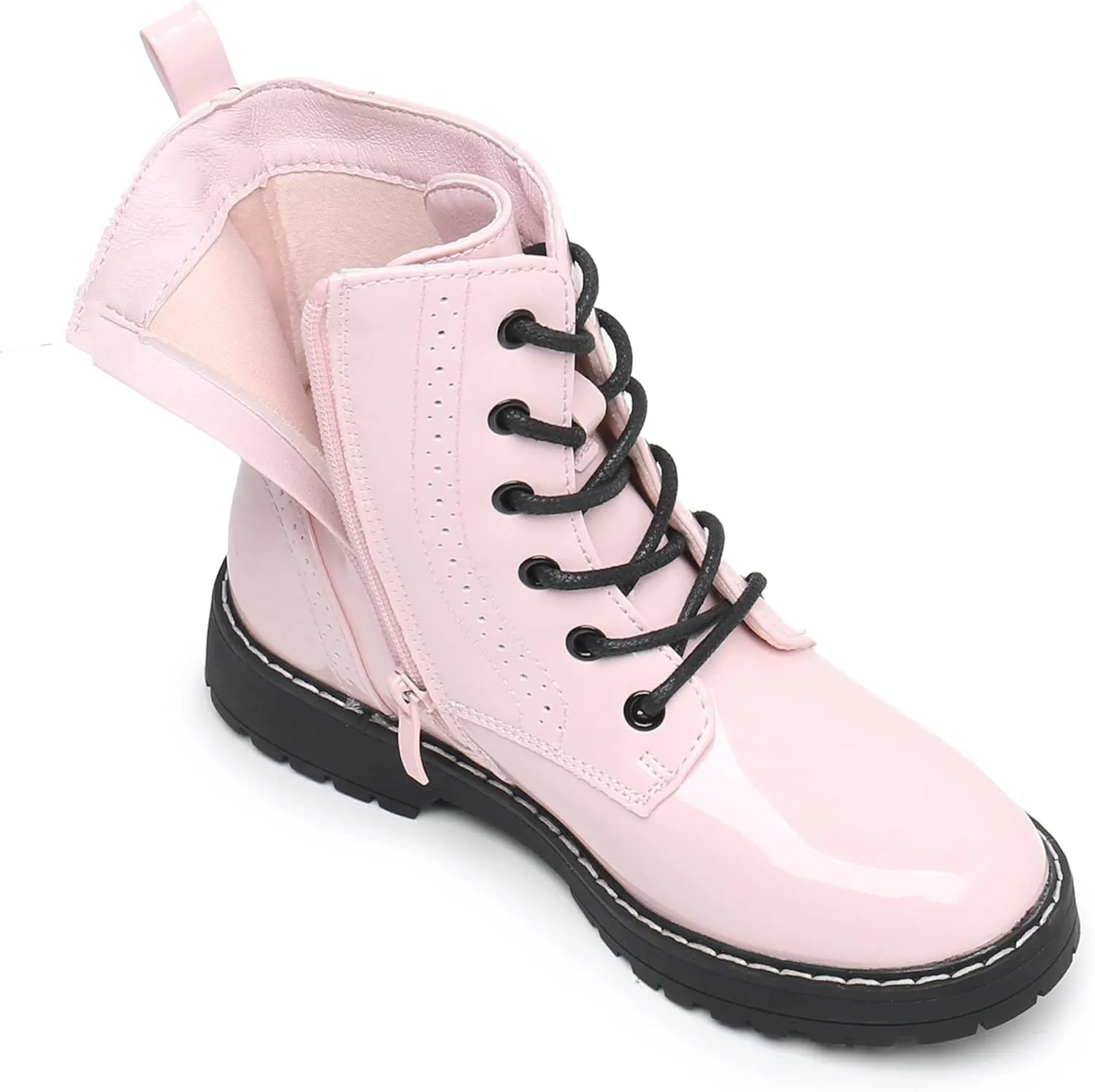 Apakowa Gilrs Combat Boots Side Zipper Ankle Booties (Toddler/Little Kid/Big Kid)