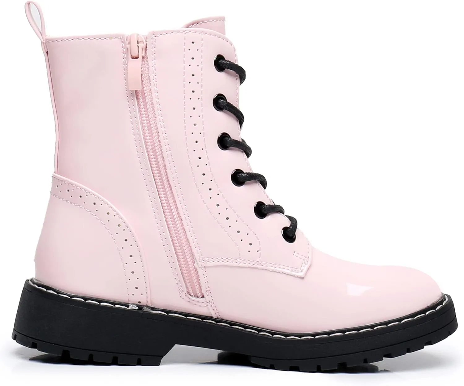 Apakowa Gilrs Combat Boots Side Zipper Ankle Booties (Toddler/Little Kid/Big Kid)
