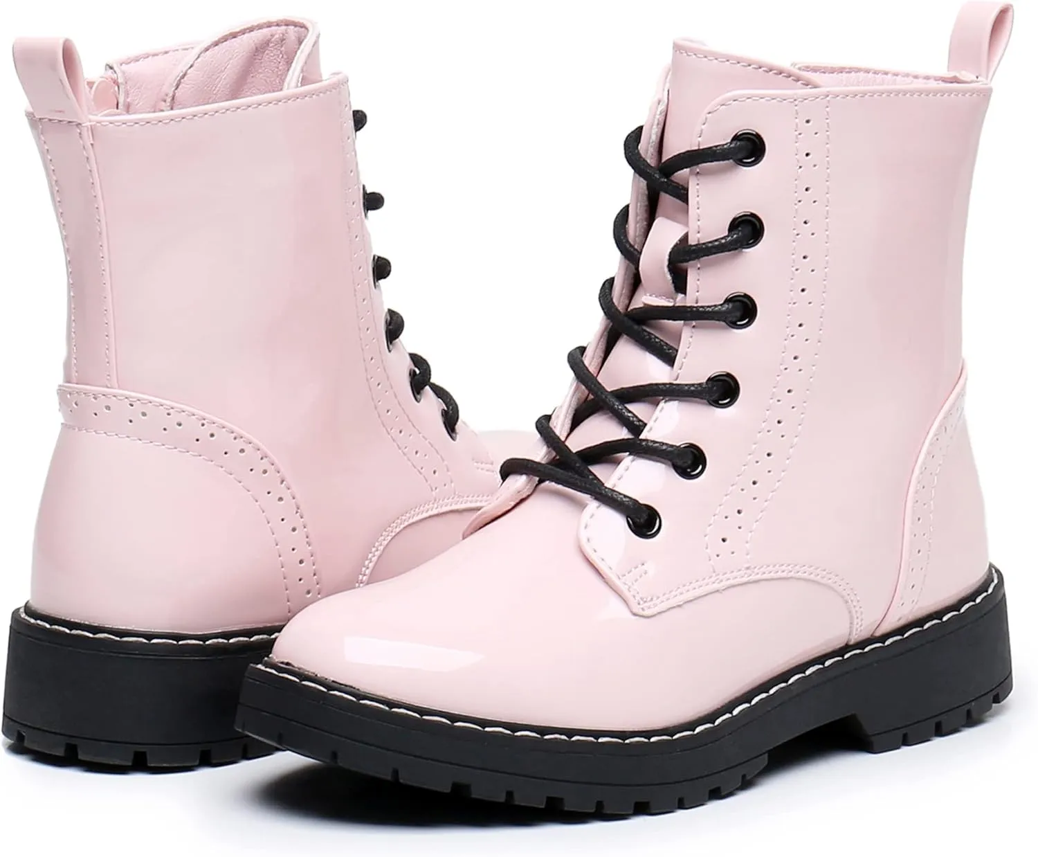 Apakowa Gilrs Combat Boots Side Zipper Ankle Booties (Toddler/Little Kid/Big Kid)