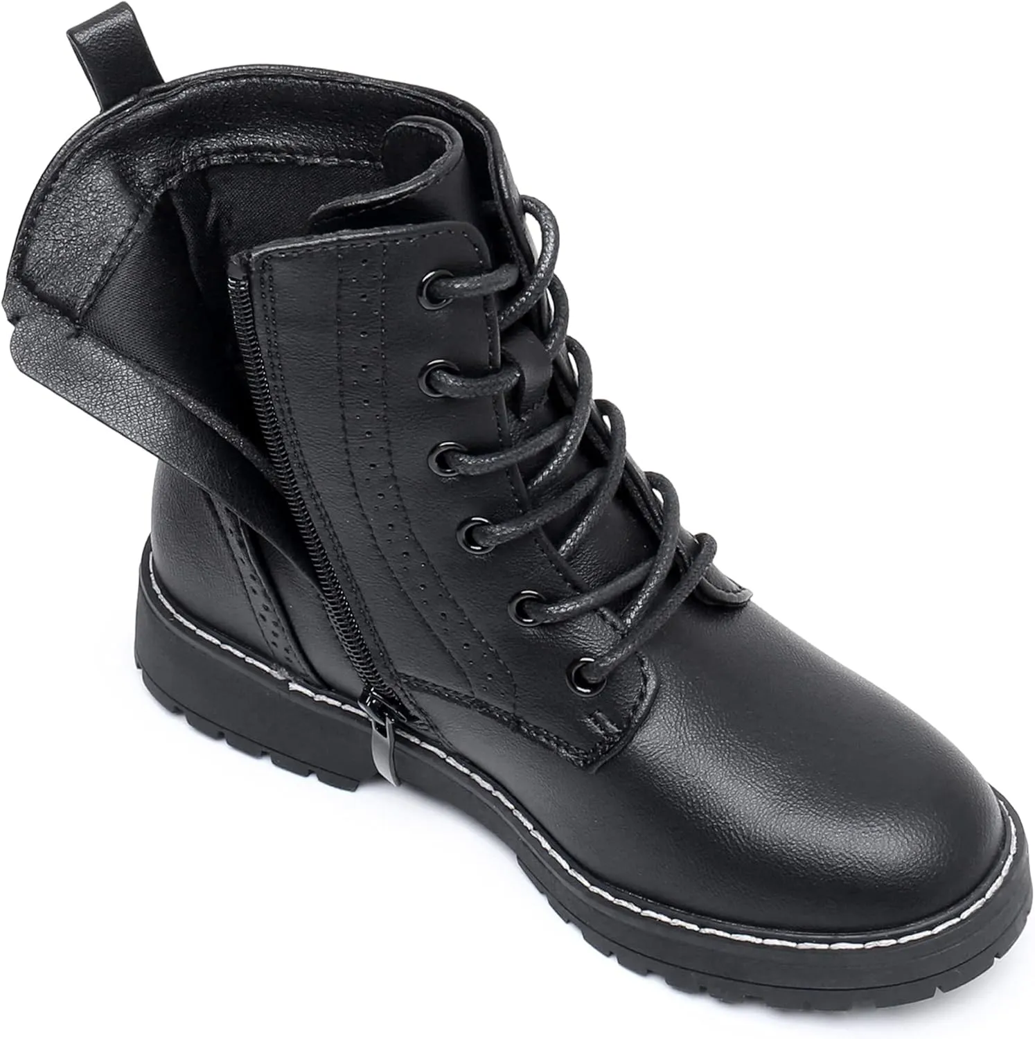 Apakowa Gilrs Combat Boots Side Zipper Ankle Booties (Toddler/Little Kid/Big Kid)