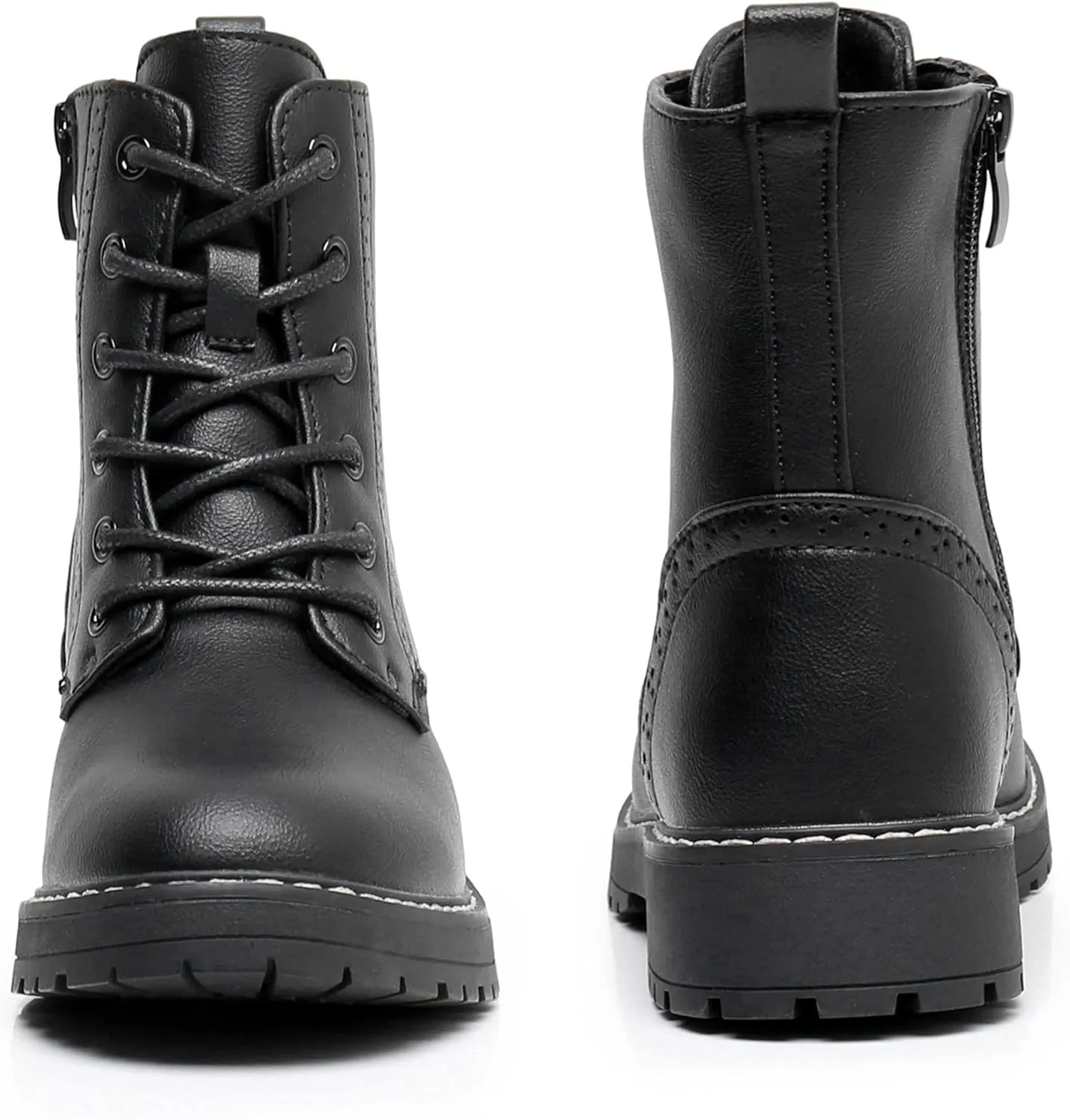 Apakowa Gilrs Combat Boots Side Zipper Ankle Booties (Toddler/Little Kid/Big Kid)