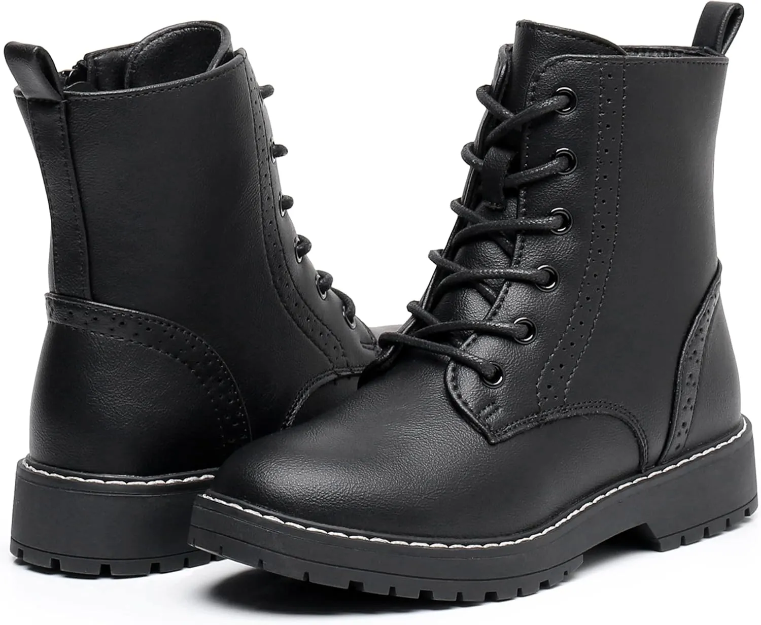 Apakowa Gilrs Combat Boots Side Zipper Ankle Booties (Toddler/Little Kid/Big Kid)