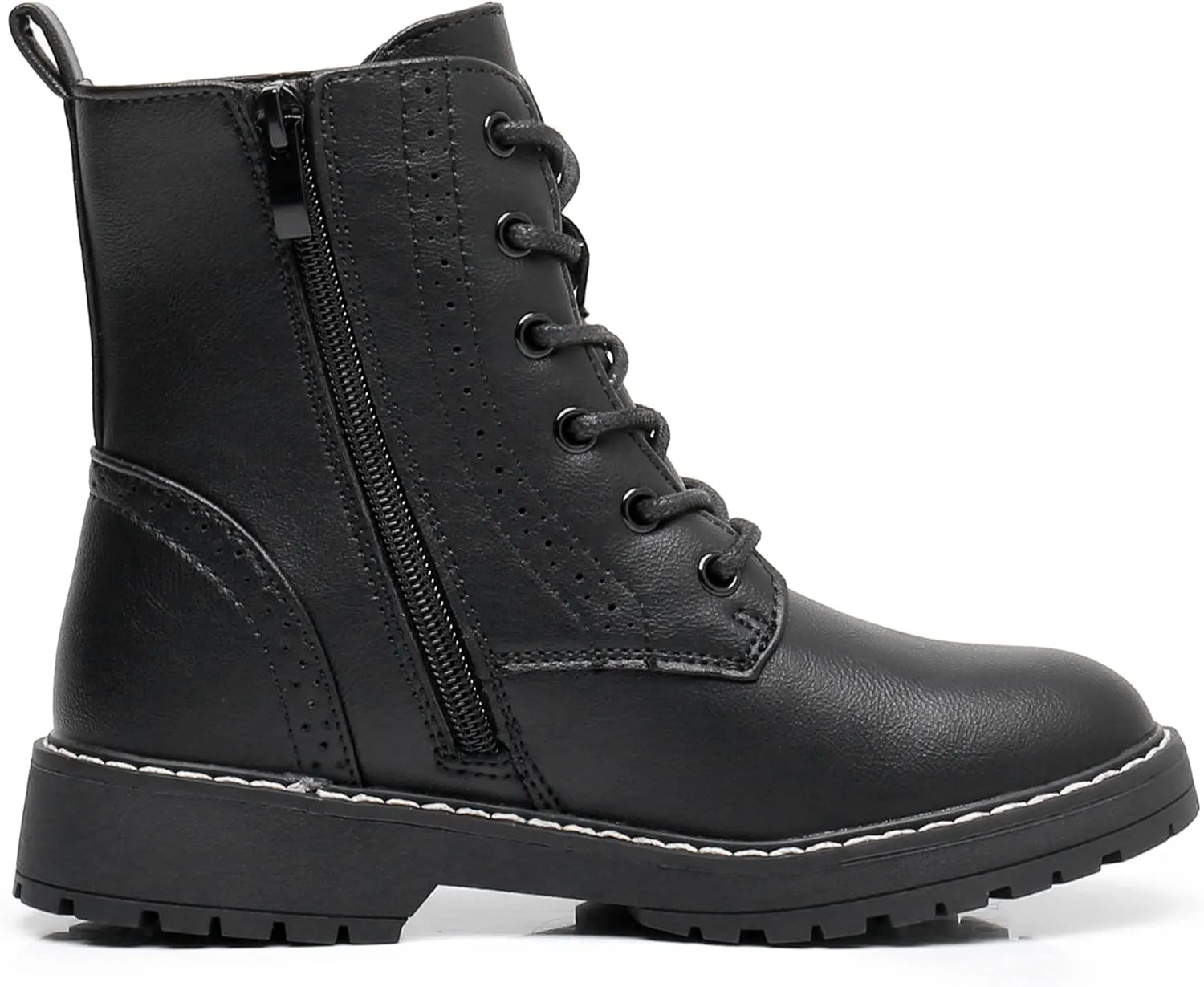 Apakowa Gilrs Combat Boots Side Zipper Ankle Booties (Toddler/Little Kid/Big Kid)