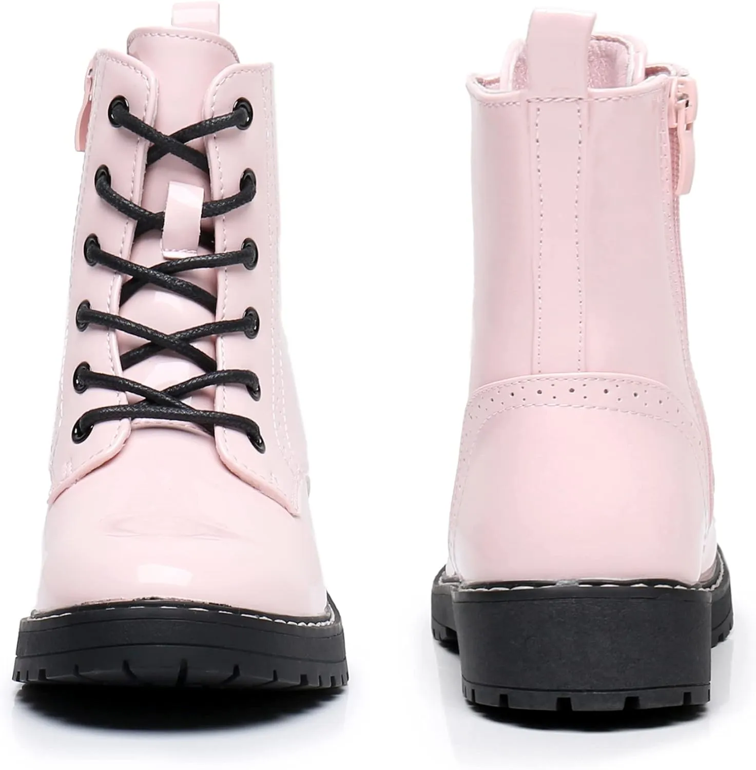 Apakowa Gilrs Combat Boots Side Zipper Ankle Booties (Toddler/Little Kid/Big Kid)