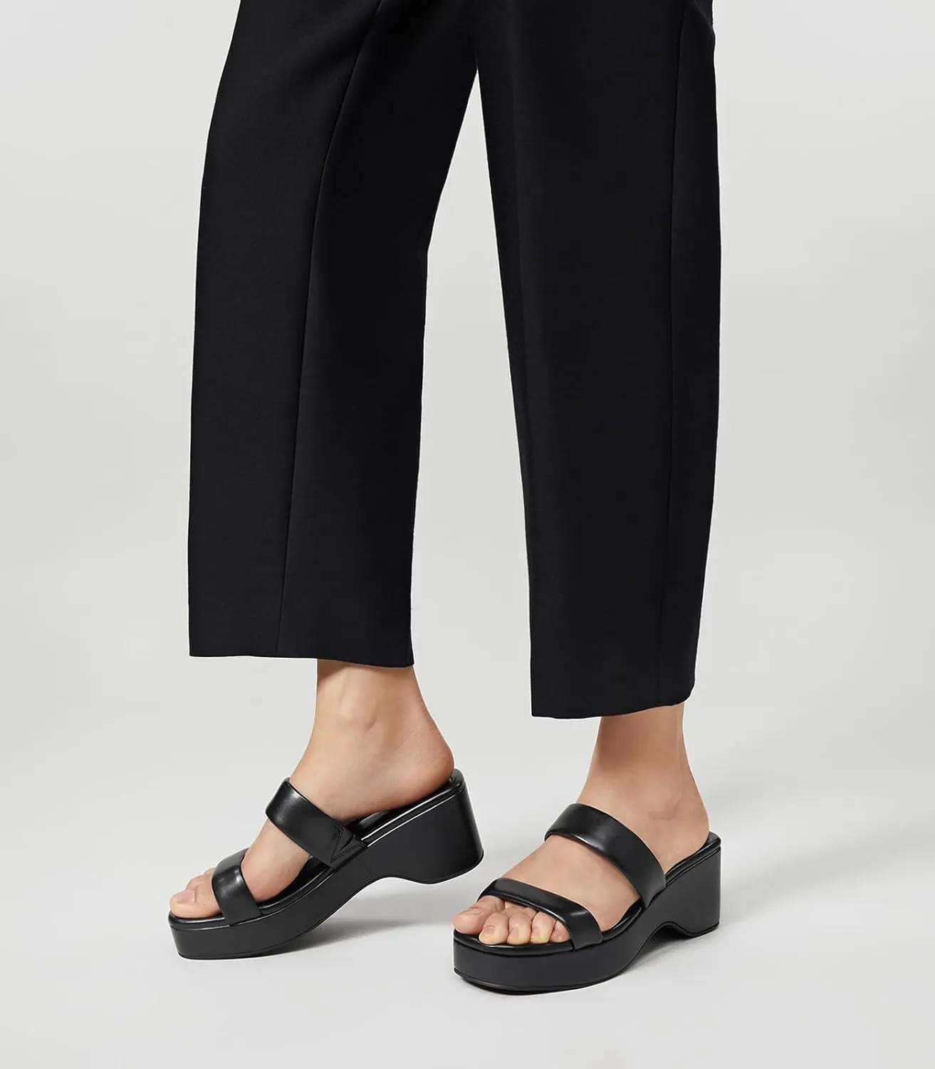 Arromic Platform Wedge Sandals Women Open Toe Slip on Two Strap Chunky Heeled Sandal for Summer Casual Dressy