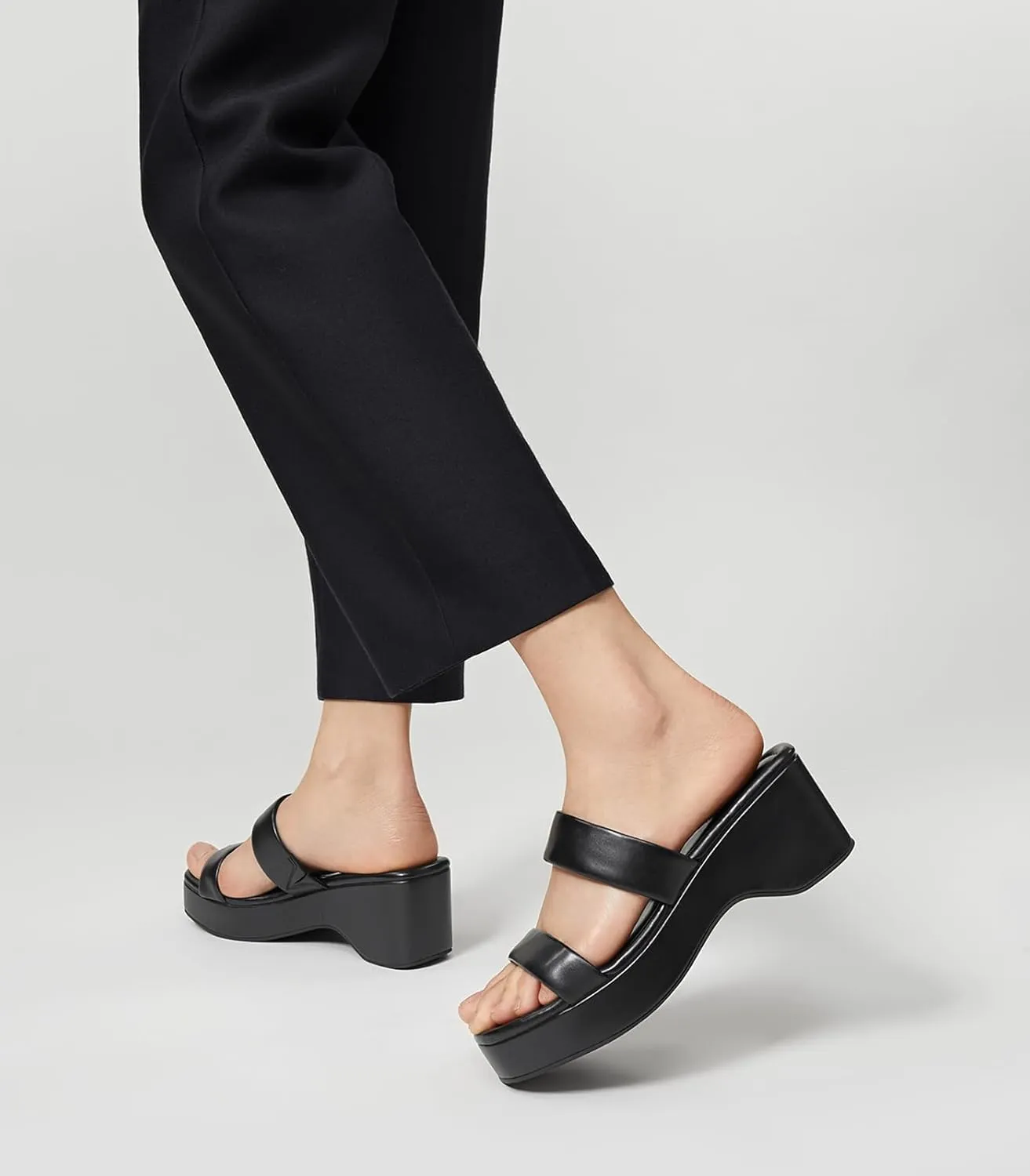 Arromic Platform Wedge Sandals Women Open Toe Slip on Two Strap Chunky Heeled Sandal for Summer Casual Dressy