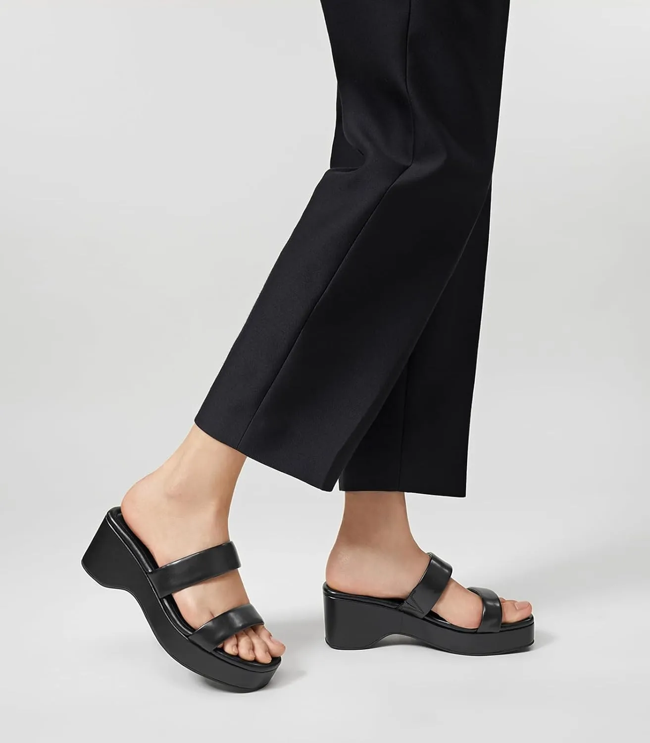 Arromic Platform Wedge Sandals Women Open Toe Slip on Two Strap Chunky Heeled Sandal for Summer Casual Dressy