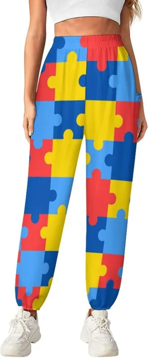 Autism Awareness Yoga Bloomers Womans Hippie Harem Pant Knickerbockers Elastic Gym Leggings Loose Casual Sweatpants