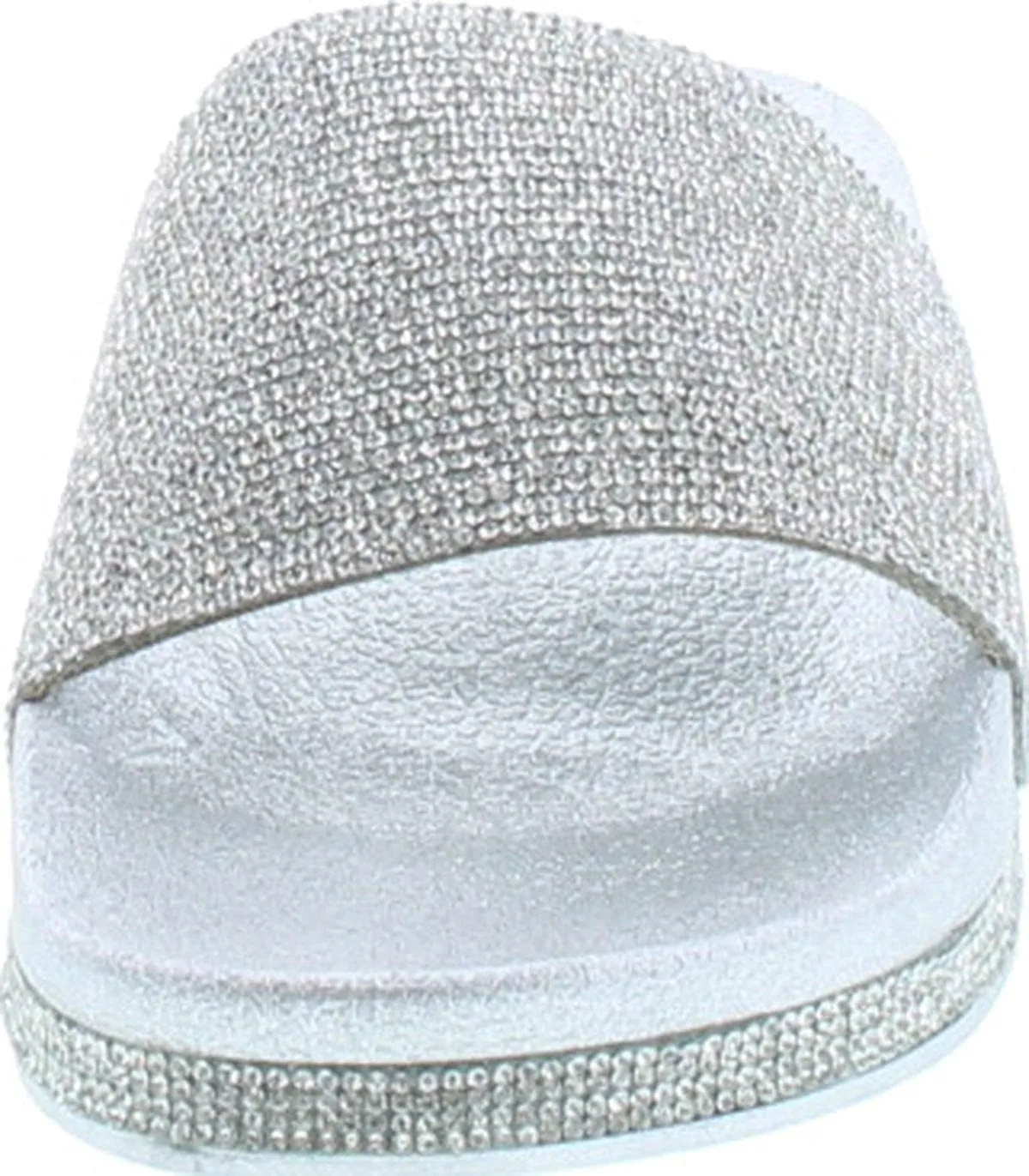 BAMBOO Womens Dazzling-01S Open Toe Jeweled Rhinostone Slide Flip Flops Flat Sandal Slippers