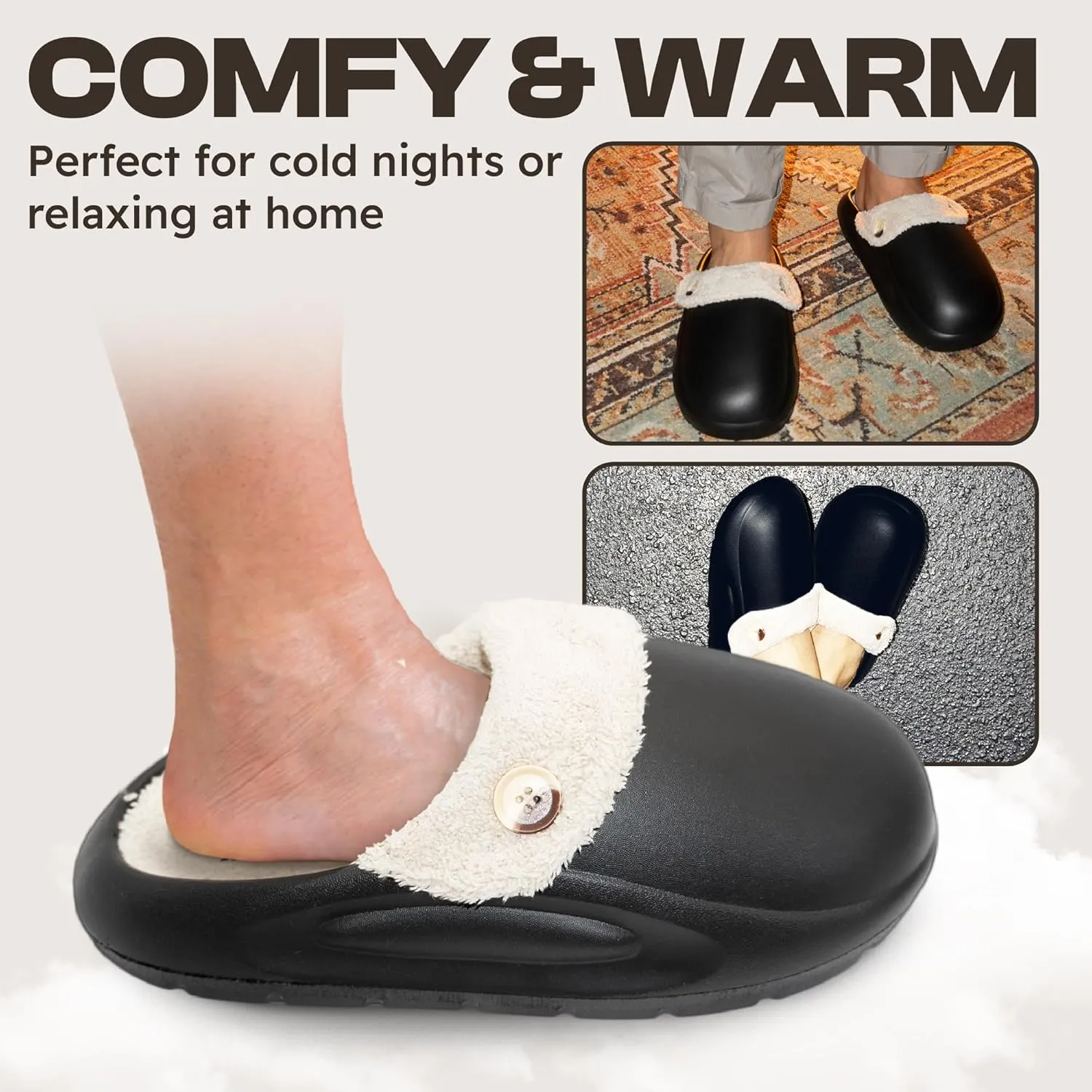 Basha Unisex Cozy Clogs Slippers Sandals for Men and Women, Great for Indoor, Super Cozy and Comfy Great for Winter Season with Fur Insoles