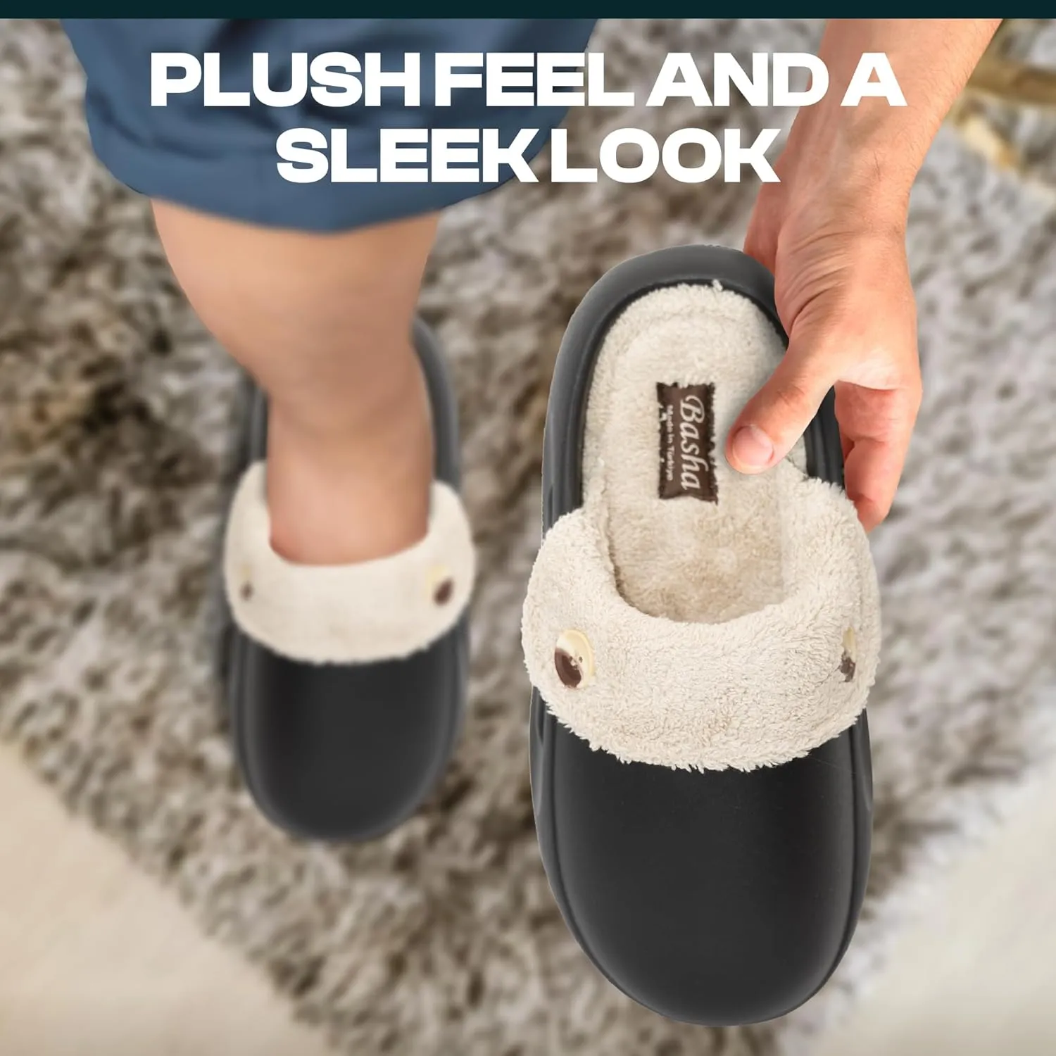 Basha Unisex Cozy Clogs Slippers Sandals for Men and Women, Great for Indoor, Super Cozy and Comfy Great for Winter Season with Fur Insoles