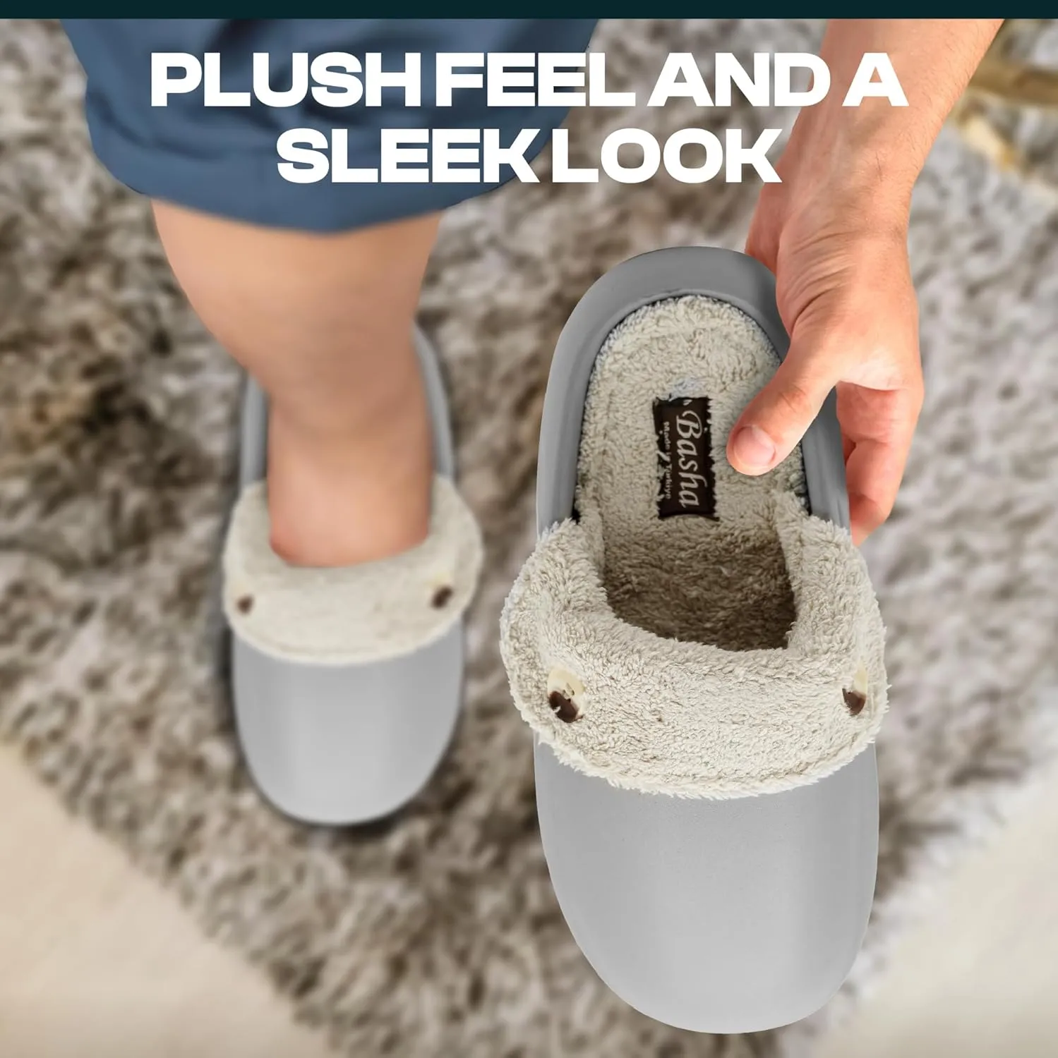 Basha Unisex Cozy Clogs Slippers Sandals for Men and Women, Great for Indoor, Super Cozy and Comfy Great for Winter Season with Fur Insoles