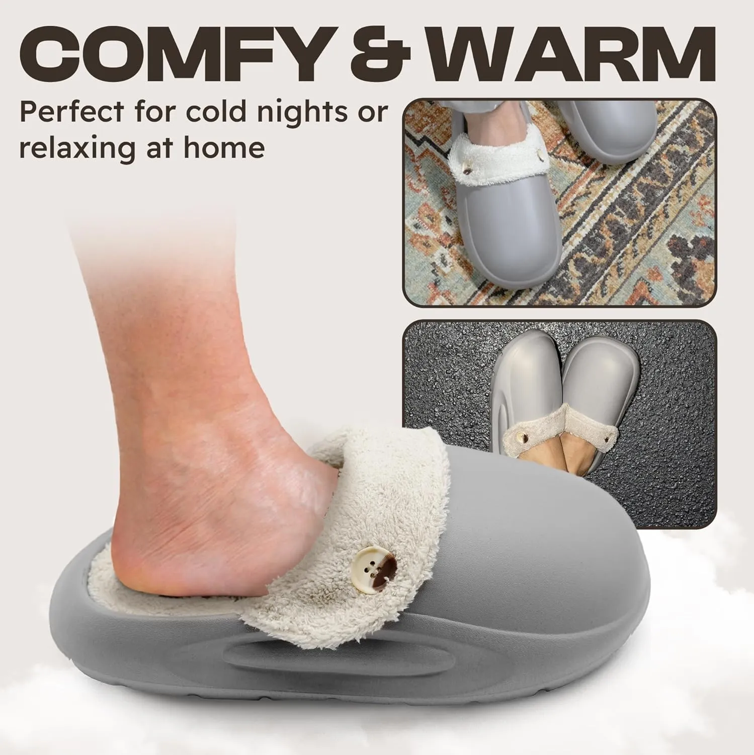 Basha Unisex Cozy Clogs Slippers Sandals for Men and Women, Great for Indoor, Super Cozy and Comfy Great for Winter Season with Fur Insoles