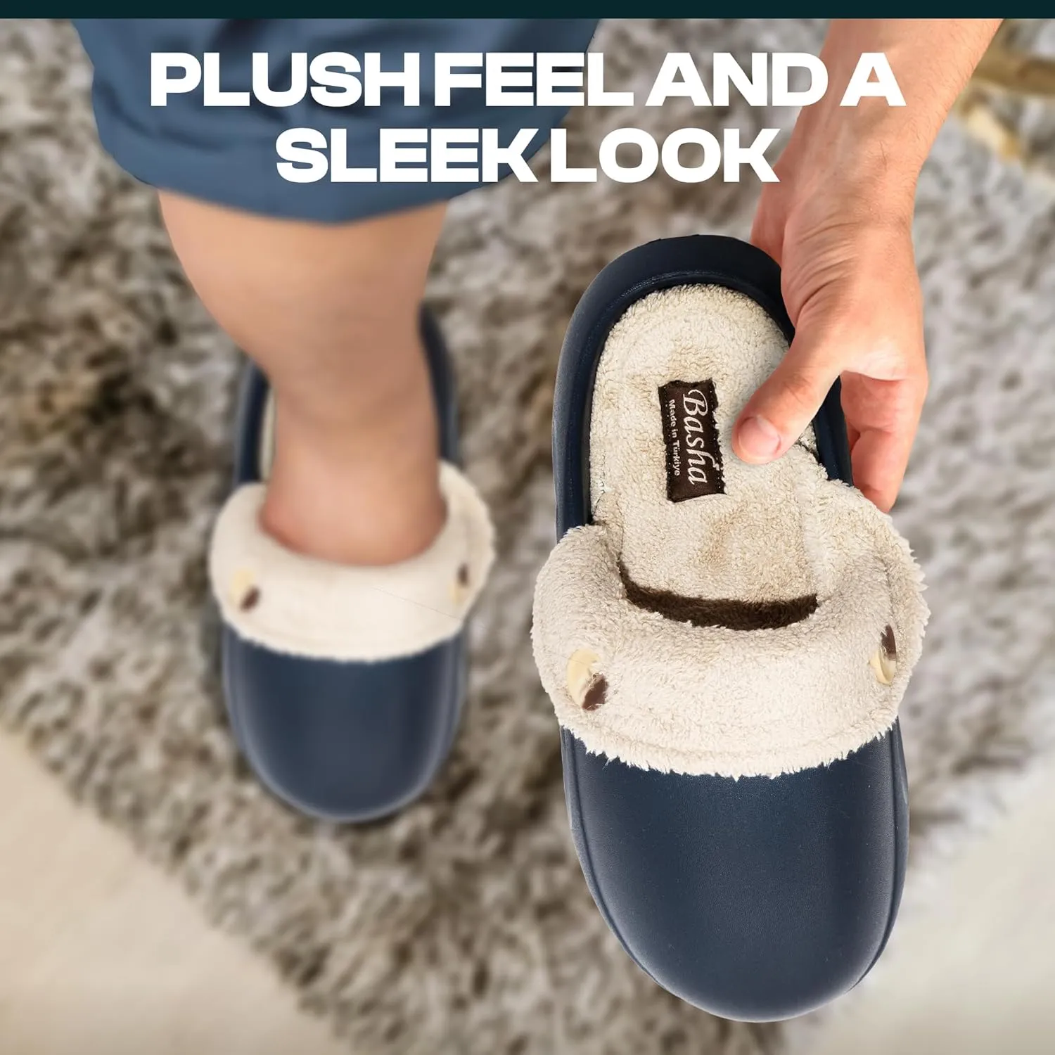 Basha Unisex Cozy Clogs Slippers Sandals for Men and Women, Great for Indoor, Super Cozy and Comfy Great for Winter Season with Fur Insoles