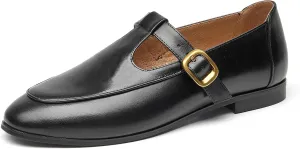 BEAU TODAY T Strap Shoes for Women, Mary Jane Flats, Leather Loafers Round Toe Lolita Fashion Womens Slip On Shoes