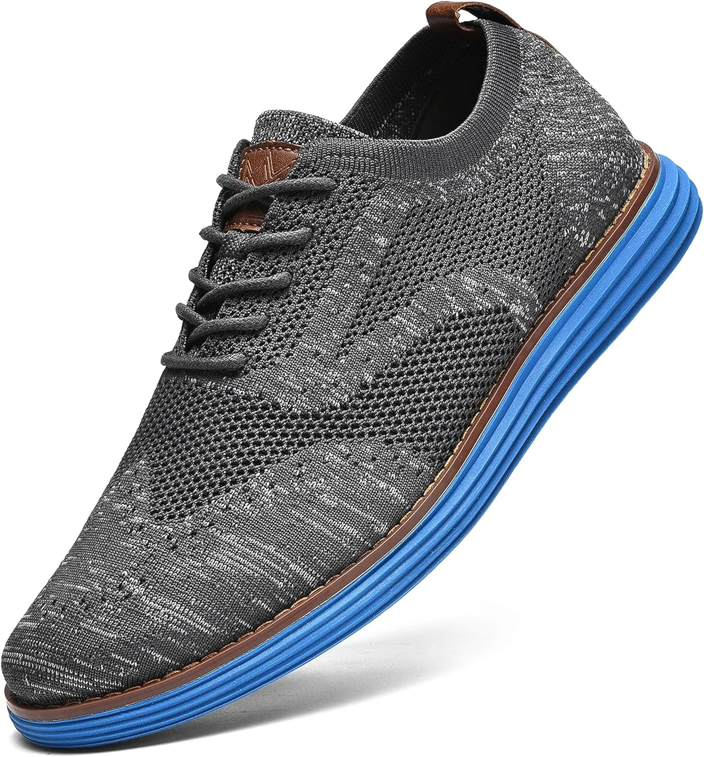 Bergamo Men's Tech Knit Oxford Dress Shoes- Lightweight and Breathable Office Sneakers, Slip-On Business Casual Shoes with Arch Support Footbed for Men