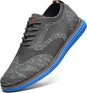 Bergamo Men's Tech Knit Oxford Dress Shoes- Lightweight and Breathable Office Sneakers, Slip-On Business Casual Shoes with Arch Support Footbed for Men