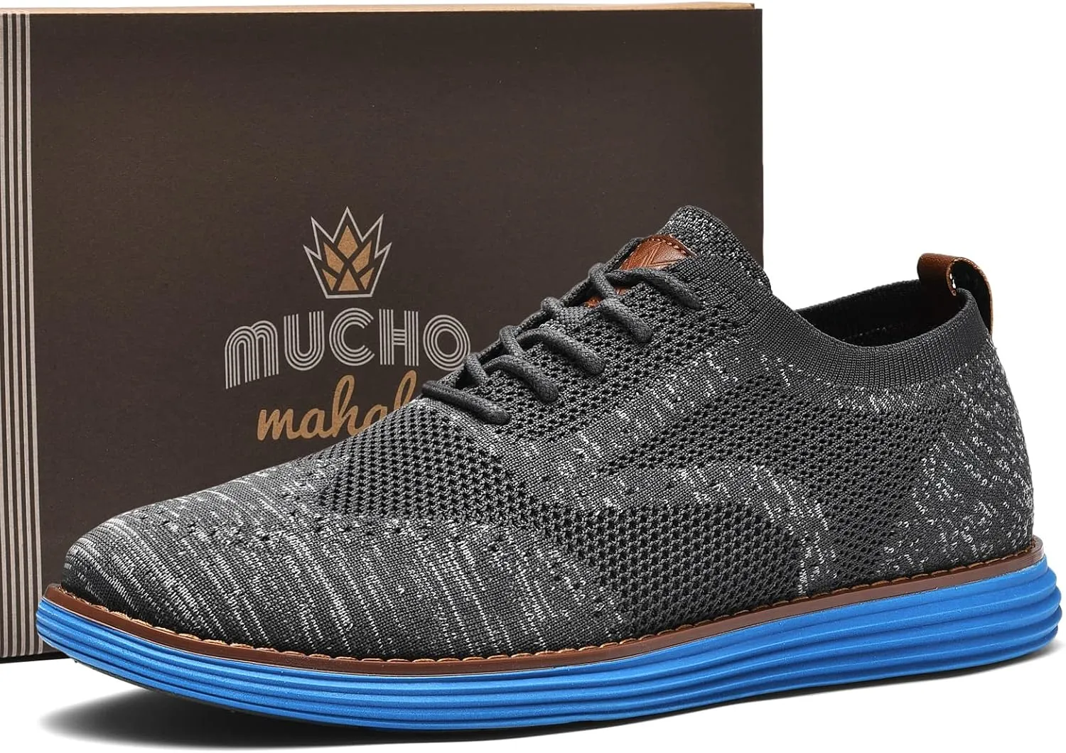 Bergamo Men's Tech Knit Oxford Dress Shoes- Lightweight and Breathable Office Sneakers, Slip-On Business Casual Shoes with Arch Support Footbed for Men