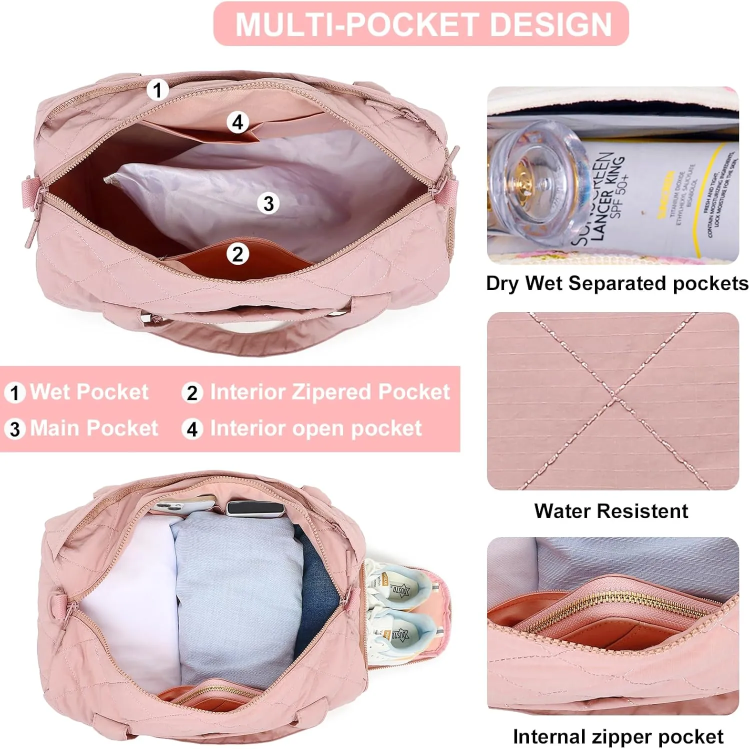 BLUBOON Duffle Bag Girls Kids Cute Gym Bag with Shoes Compartment & Wet Separation Waterproof Sports Overnight Travel Bag