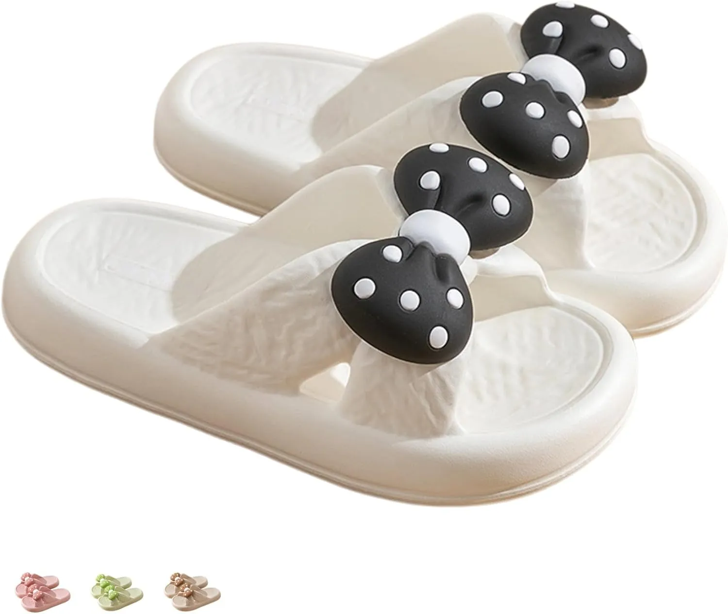 Bow Tie Slippers for Women Indoor Cute Summer Home Open Toe Slides Sandals Bow House Slippers Non-Slip Shoes Bedroom Cozy Slippers with Bows Comfy Lightweight Slip On Outdoor Beach Slippers