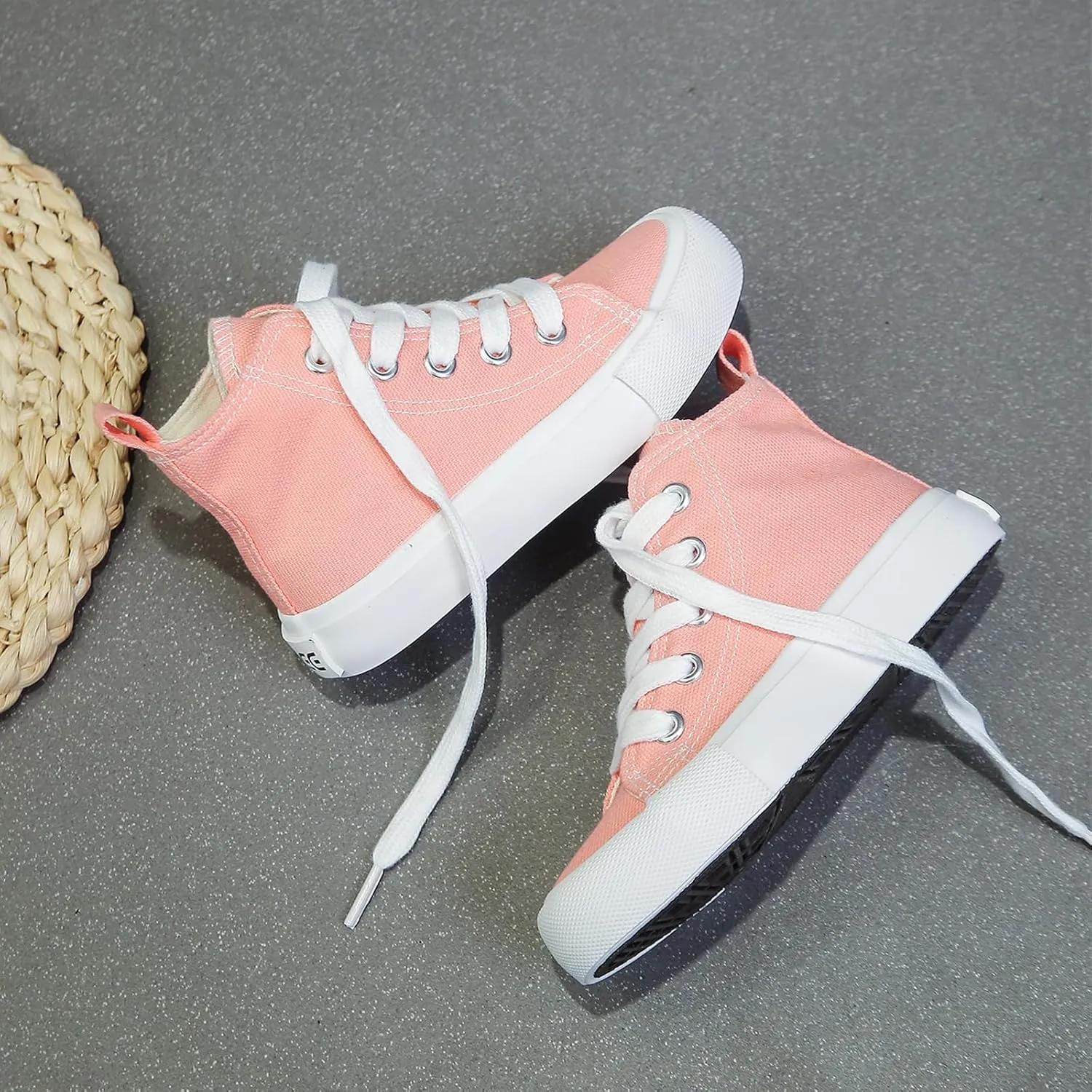 Boys & Girls High Top lace-up Kids' Espadrcanvas Shoes Back-to-School Season Little White Shoes Teen Classic Kids' Sneakers Tennis Shoes Baby Skate Shoes