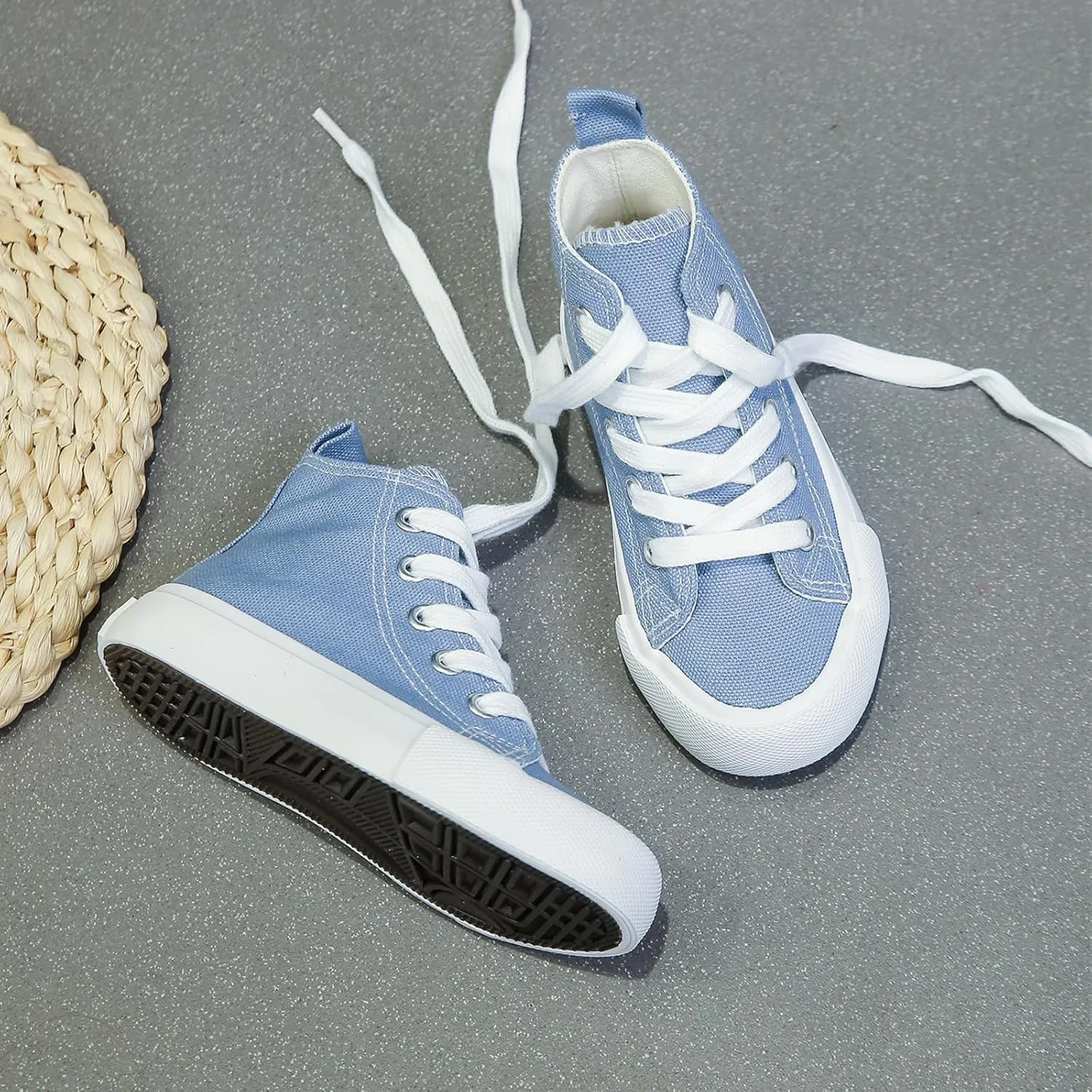 Boys & Girls High Top lace-up Kids' Espadrcanvas Shoes Back-to-School Season Little White Shoes Teen Classic Kids' Sneakers Tennis Shoes Baby Skate Shoes