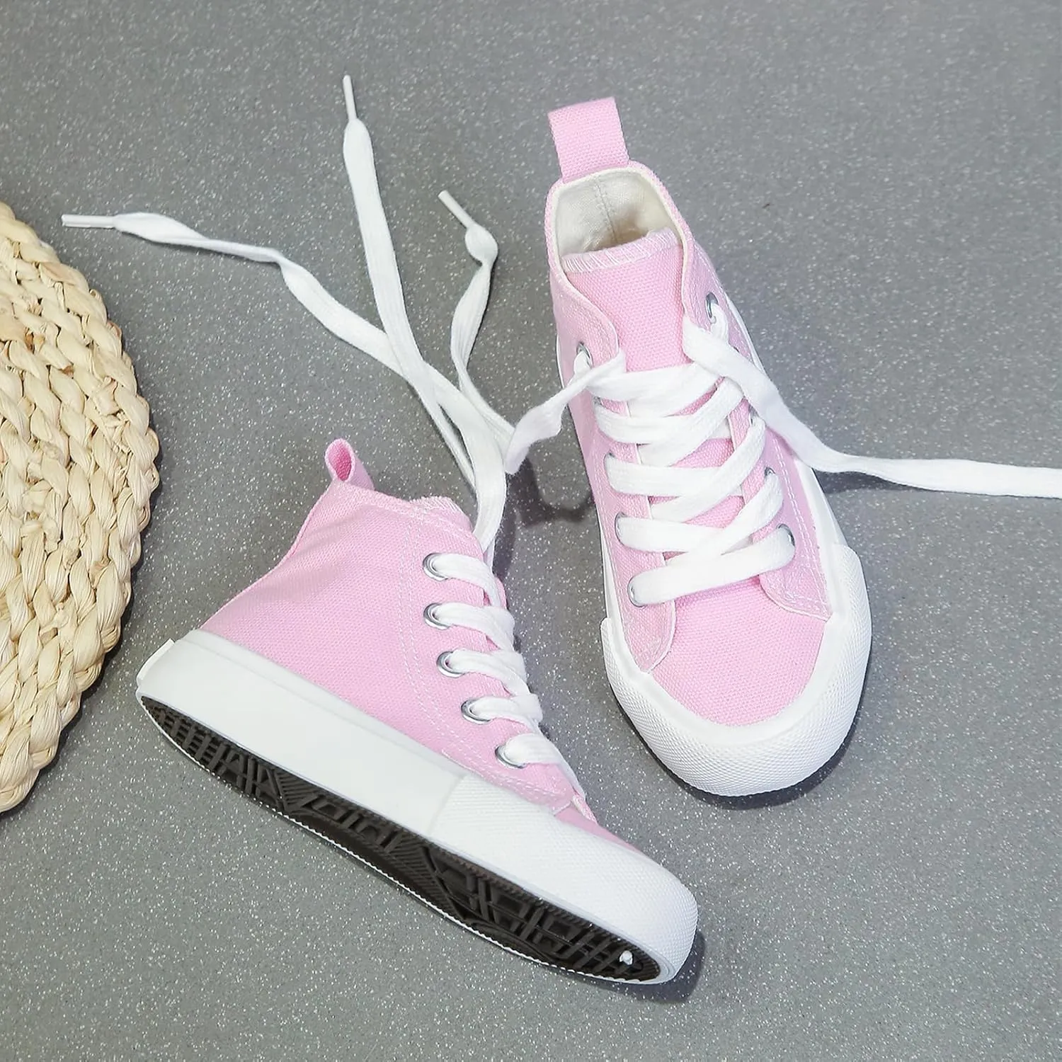 Boys & Girls High Top lace-up Kids' Espadrcanvas Shoes Back-to-School Season Little White Shoes Teen Classic Kids' Sneakers Tennis Shoes Baby Skate Shoes