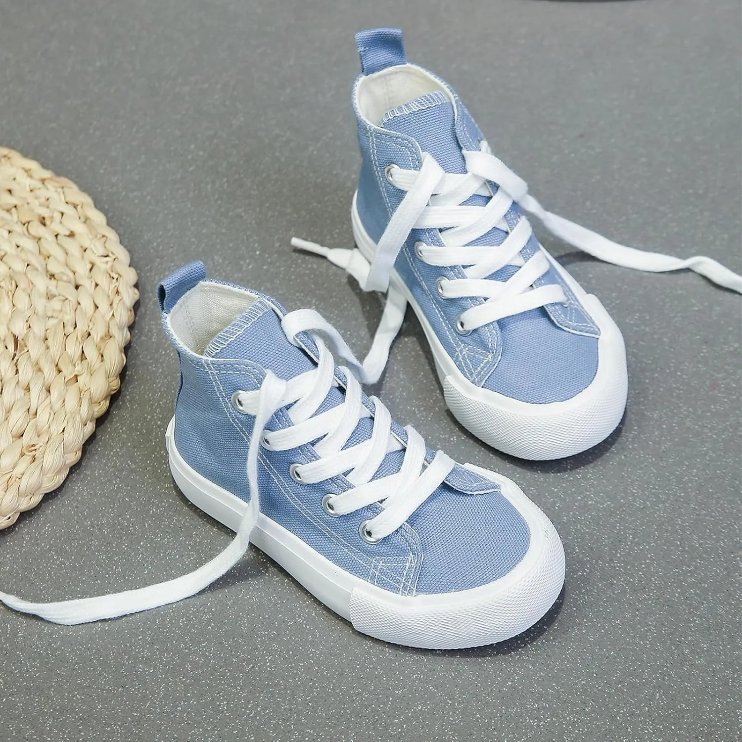 Boys & Girls High Top lace-up Kids' Espadrcanvas Shoes Back-to-School Season Little White Shoes Teen Classic Kids' Sneakers Tennis Shoes Baby Skate Shoes