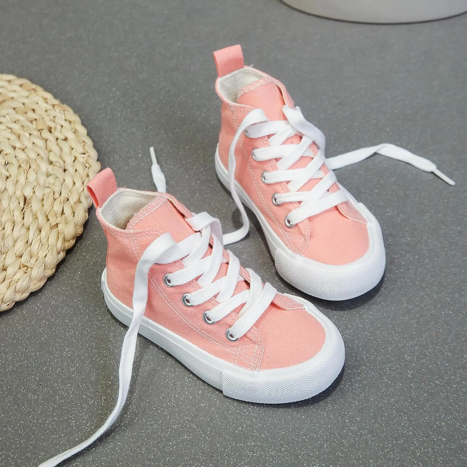 Boys & Girls High Top lace-up Kids' Espadrcanvas Shoes Back-to-School Season Little White Shoes Teen Classic Kids' Sneakers Tennis Shoes Baby Skate Shoes