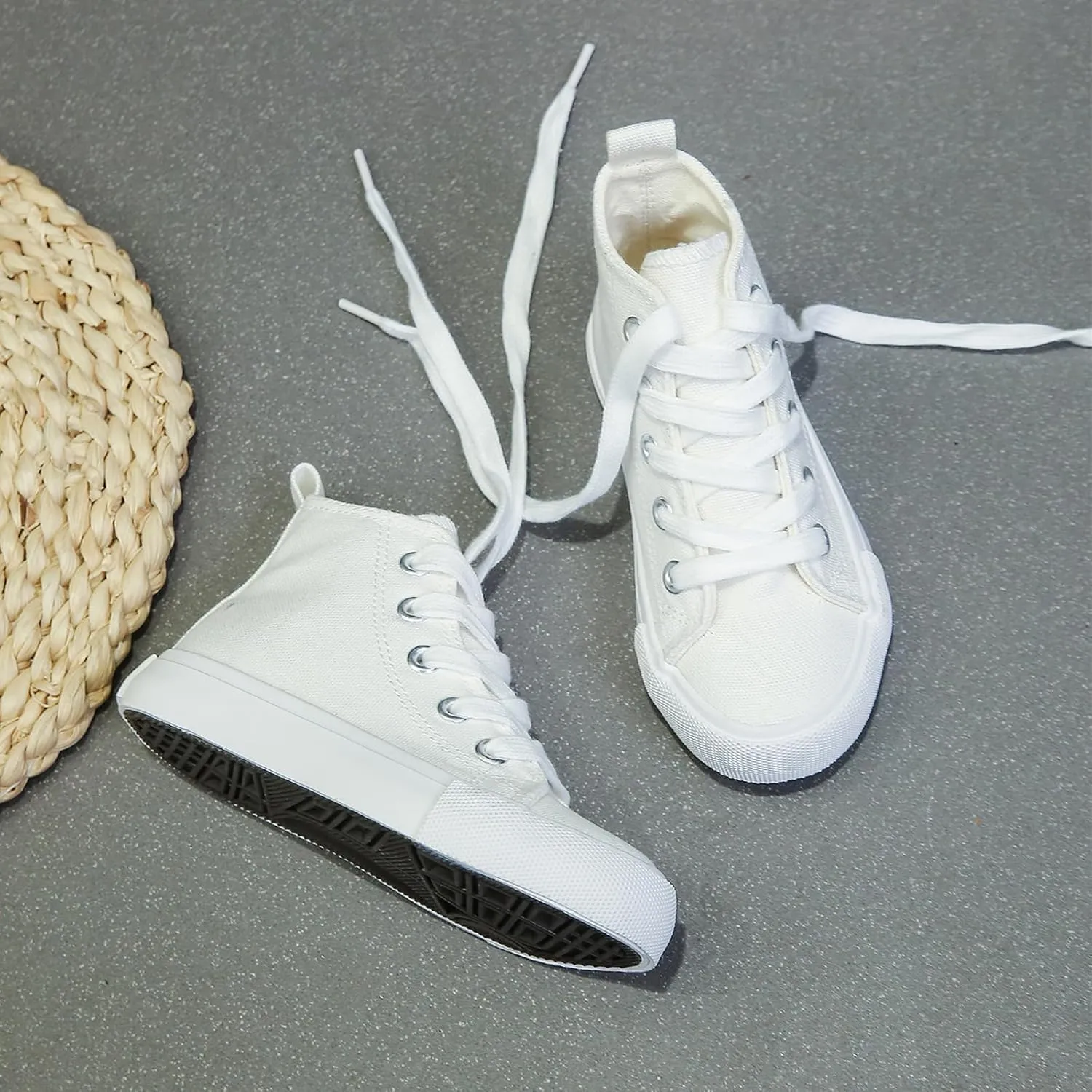 Boys & Girls High Top lace-up Kids' Espadrcanvas Shoes Back-to-School Season Little White Shoes Teen Classic Kids' Sneakers Tennis Shoes Baby Skate Shoes
